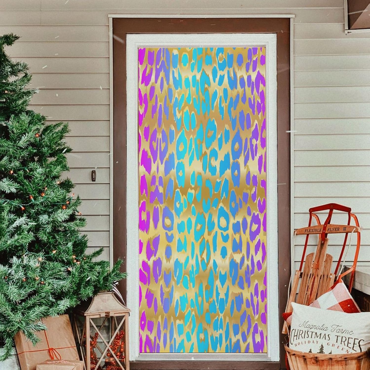 Susiyo Colorful Animal Halloween Door Cover Stretch Fabric