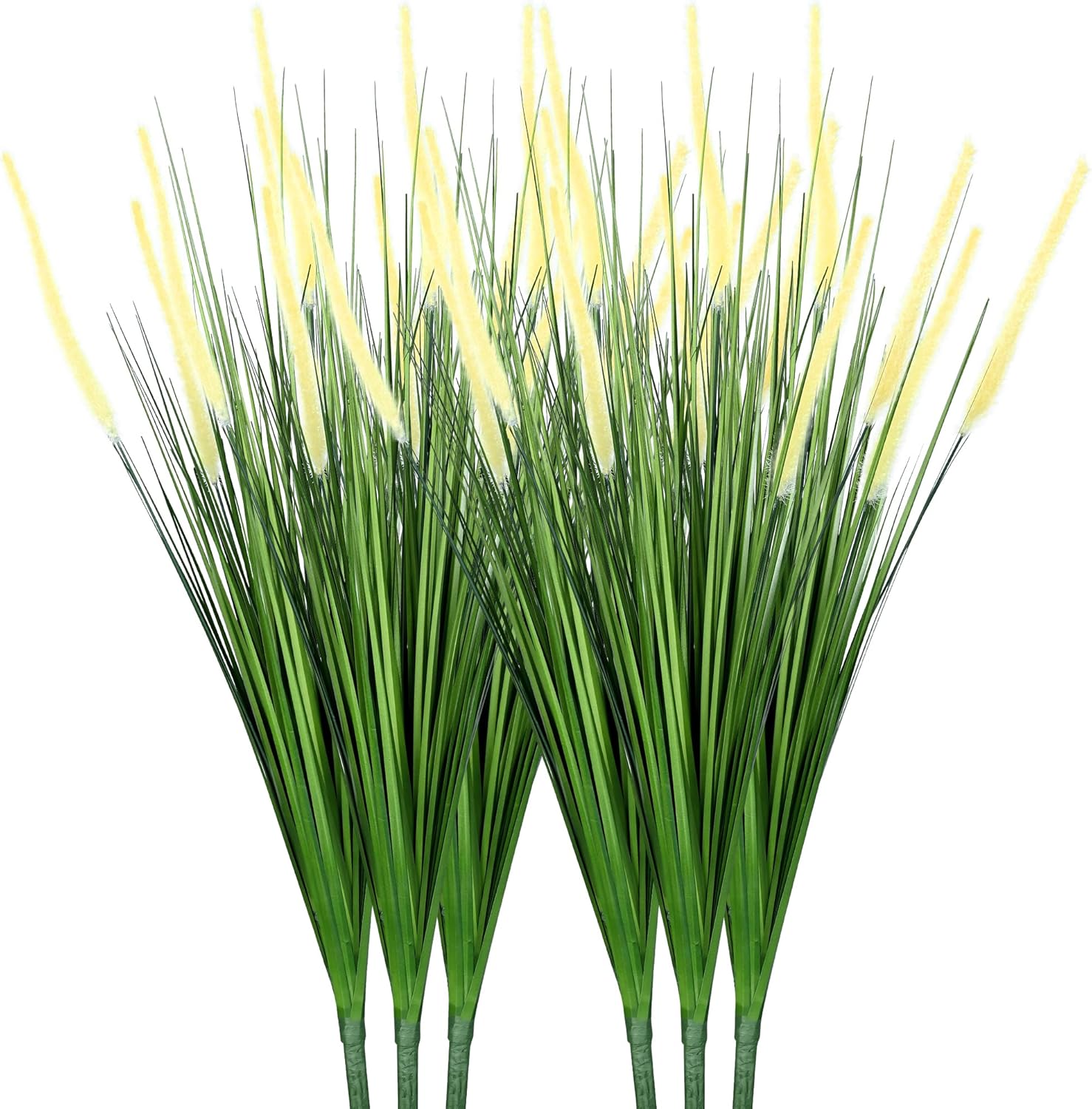 32 Inch Tall Foxtail Reed Artificial Plant 6 Pack UV Resistant Indoor Outdoor Decor