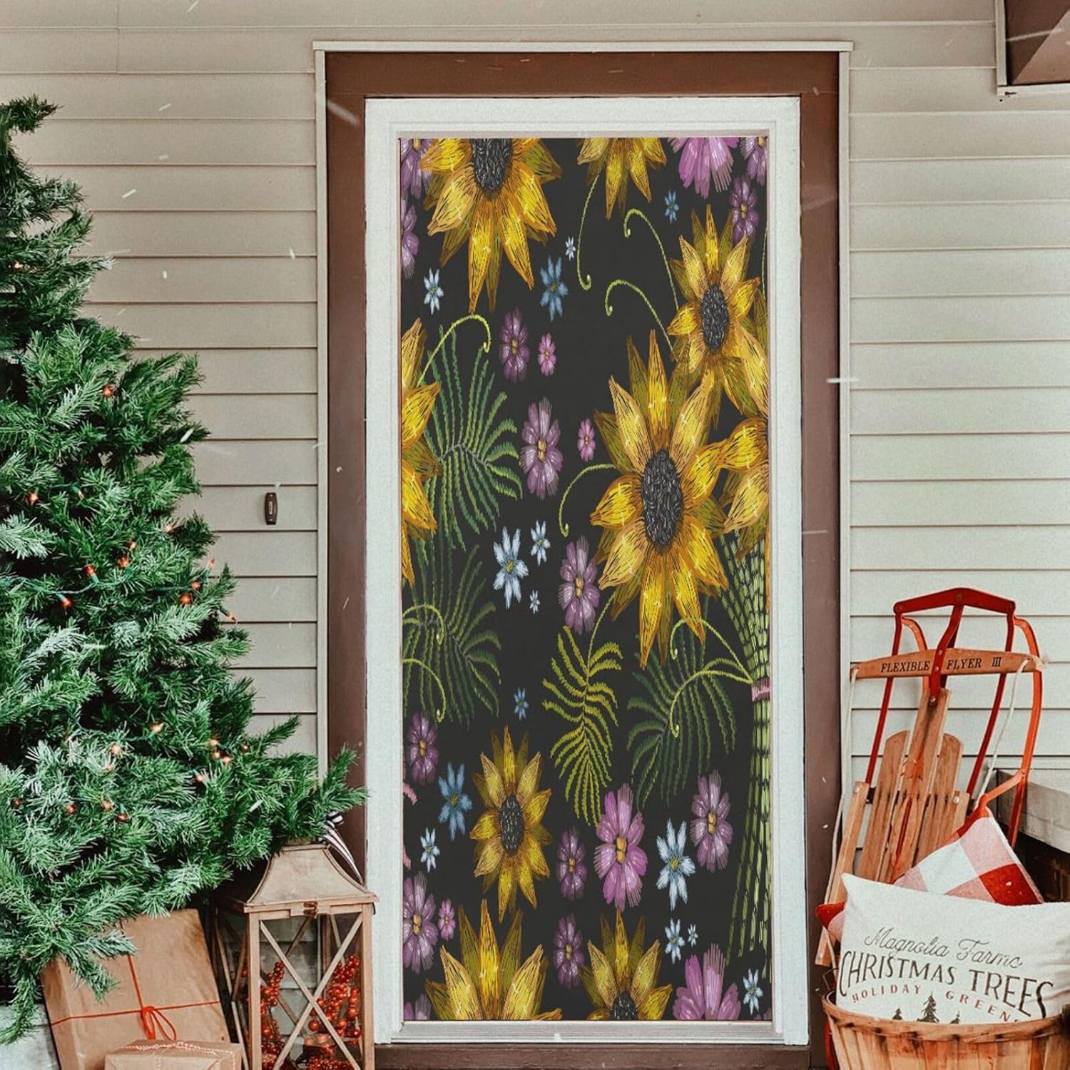 Susiyo Christmas Door Cover Decor 32x79 in