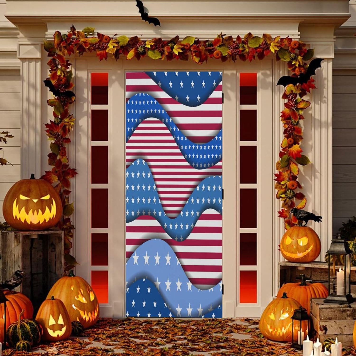 Susiyo Blue Patchwork Layered Halloween Door Decoration