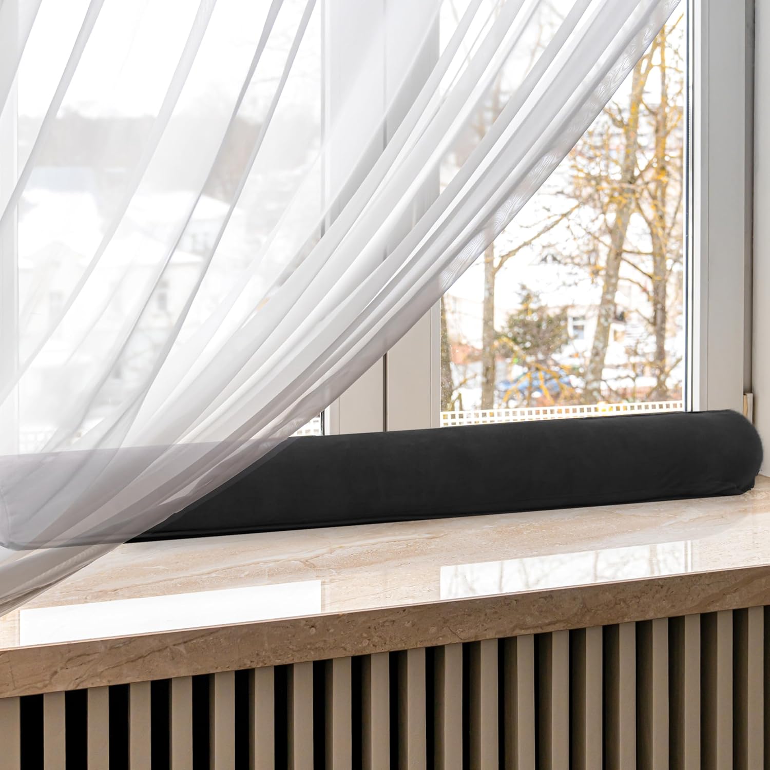 Sunolga 2 Pack Door Draft Stopper Black
