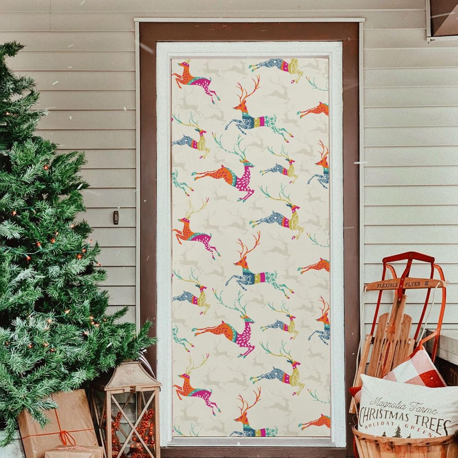 Susiyo Christmas Reindeer Door Cover Decoration 32x79 In