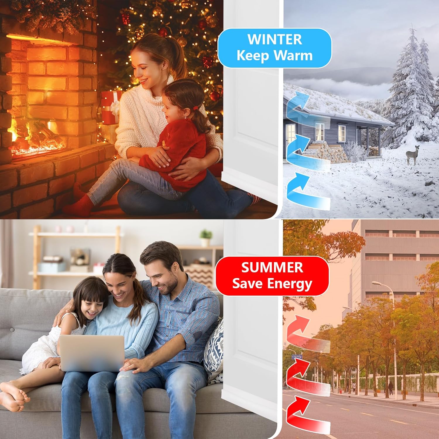 4Pcs Door Draft Stopper Silicone Under Door Seal Blocker for Noise and Dust Control