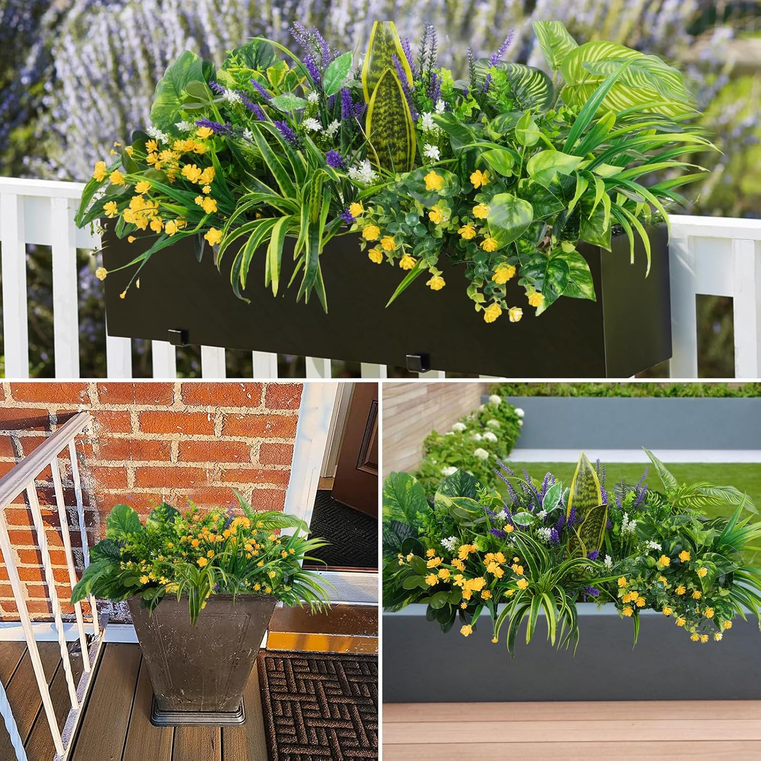 GTIDEA 19 Piece UV Resistant Artificial Plants Outdoor Decor Set