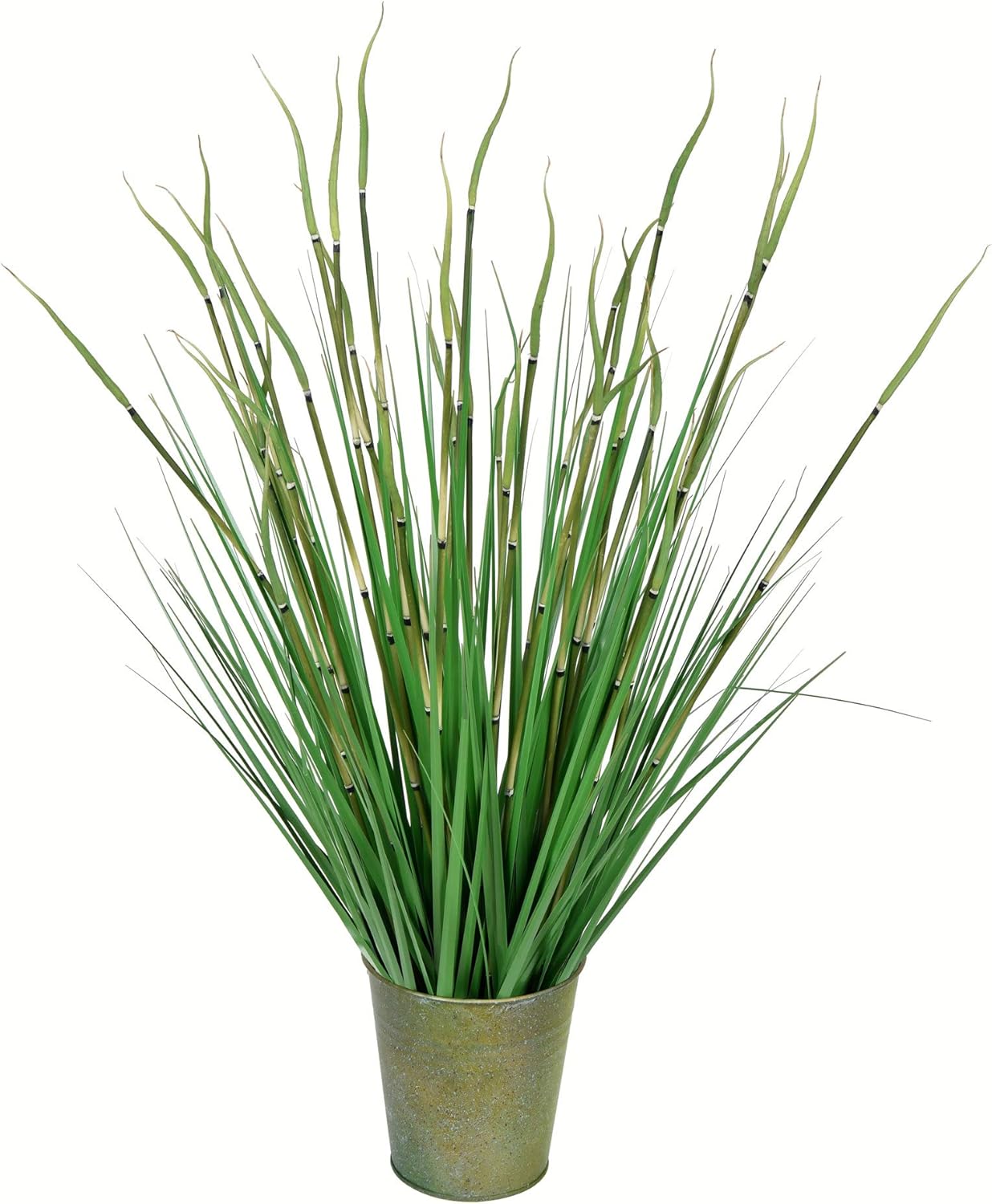 Vickerman 28 Inch Artificial Green Grass with Iron Pot
