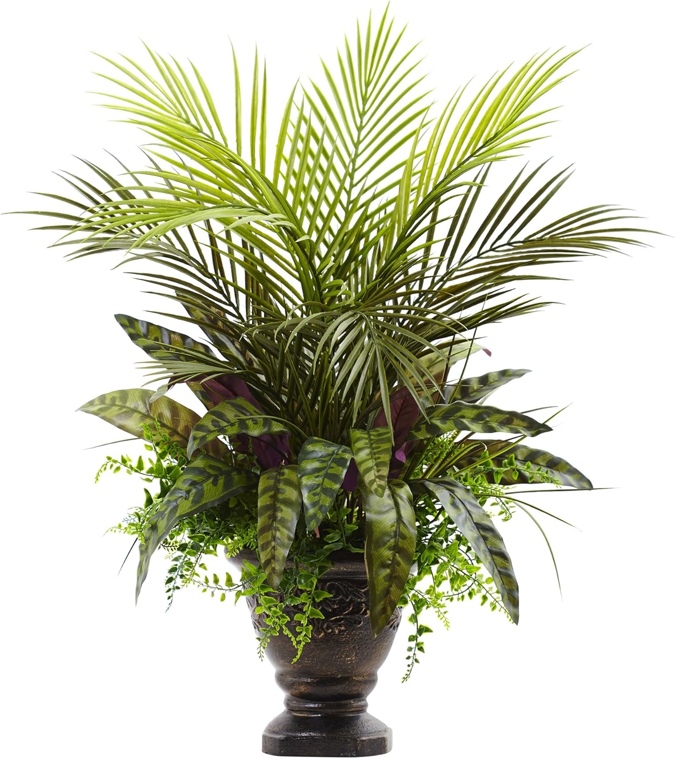 Nearly Natural 27in Mixed Areca Palm Fern Peacock Planter
