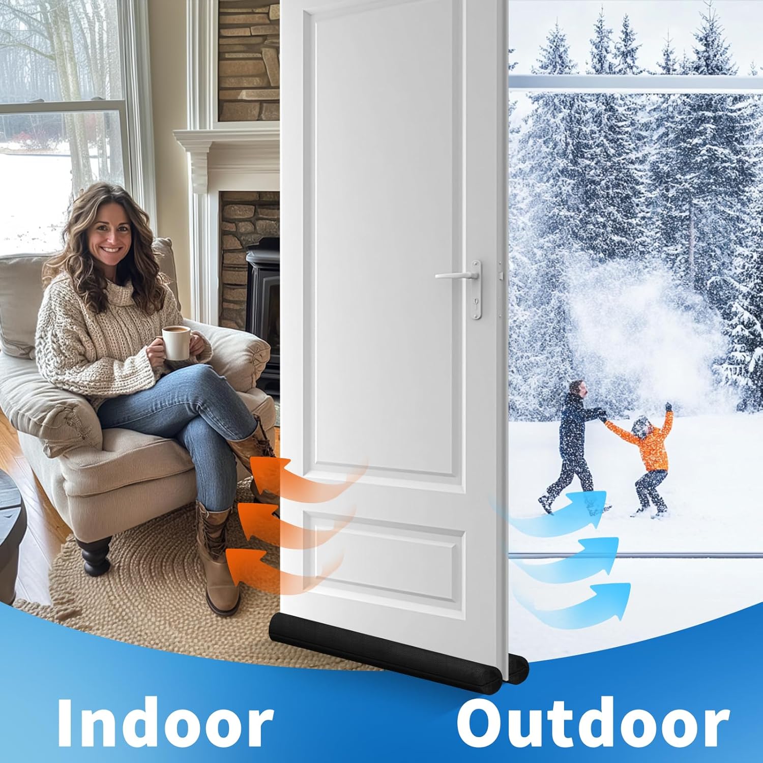 Neween Large Door Draft Stopper for Cold and Noise Block