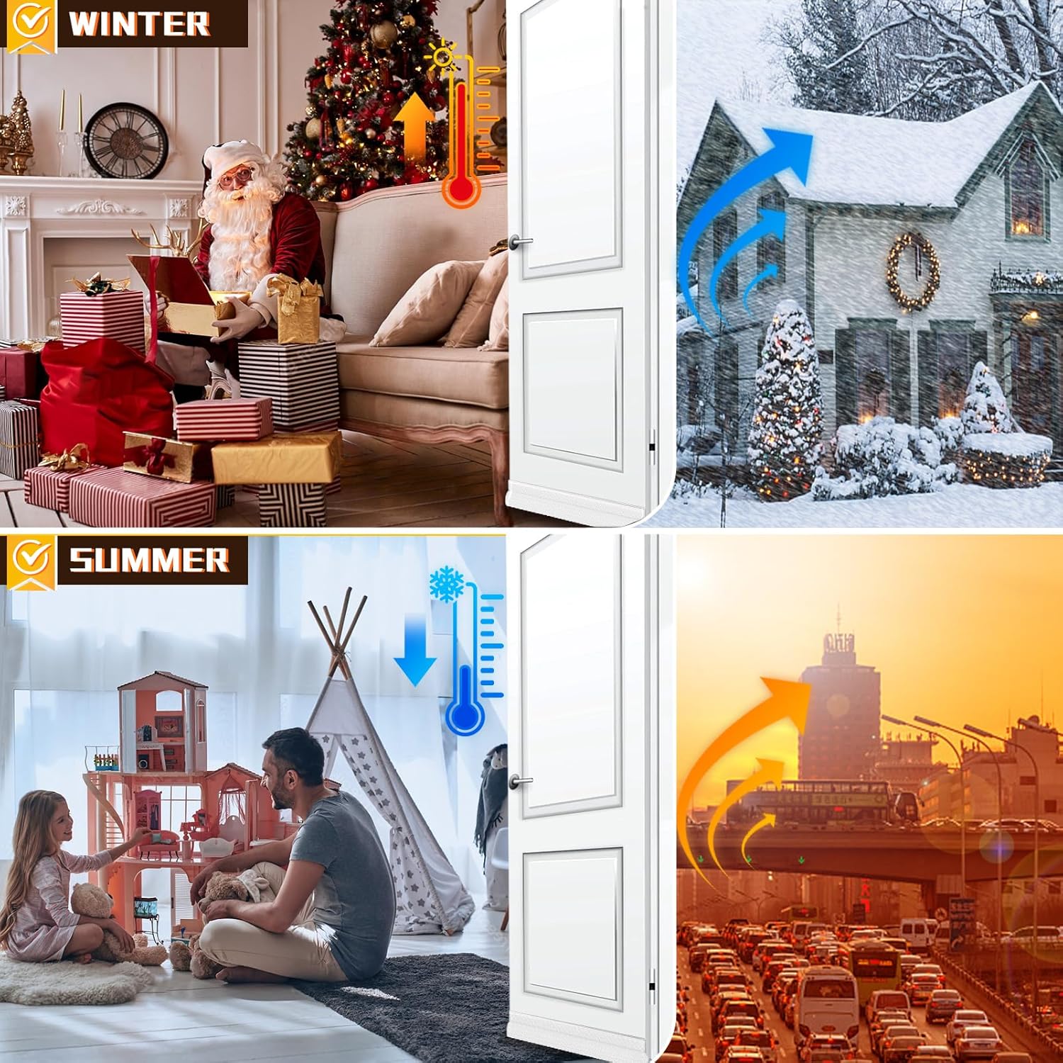 SOURRI 36 Inch Door Draft Stopper - Soundproof and Weather Stripping for Interior and Exterior Doors