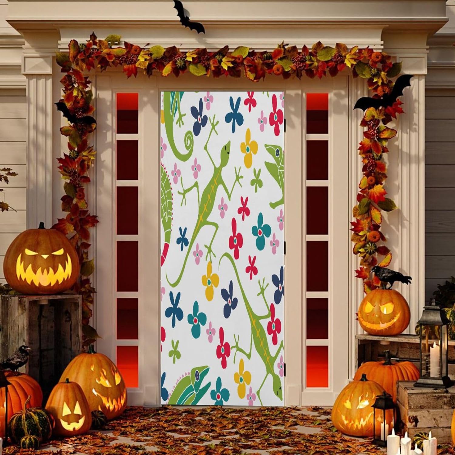 Susiyo Leaves Reptiles Halloween Door Cover