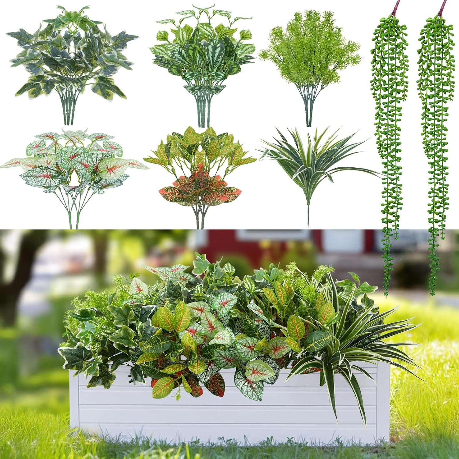 17Pcs Artificial Plants for Outdoor and Indoor Decor