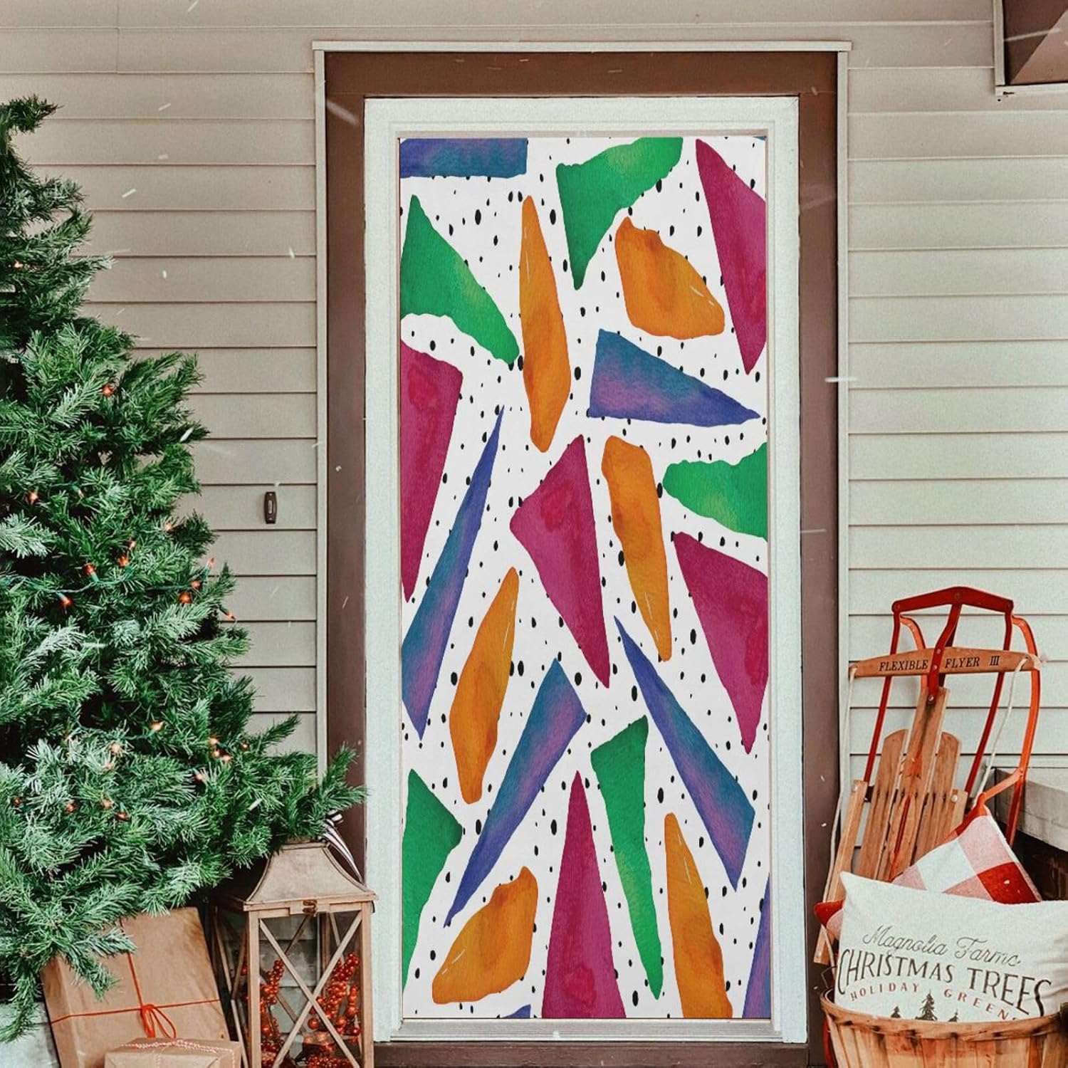 Susiyo Bright Watercolor Triangles Halloween Door Cover