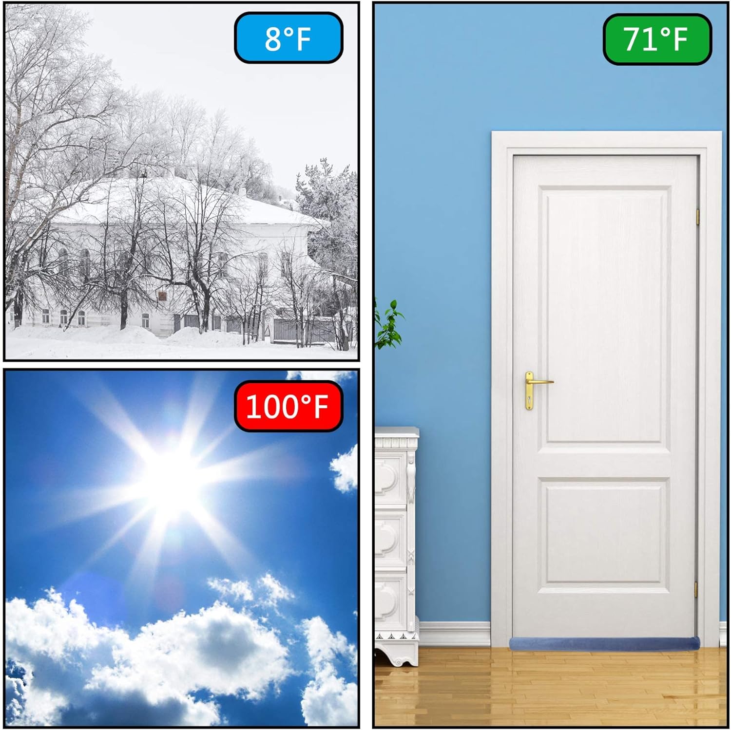 TumiMallody Draft Stopper Door Seal Weather Stripping Noise Blocker 36 Inch Blue