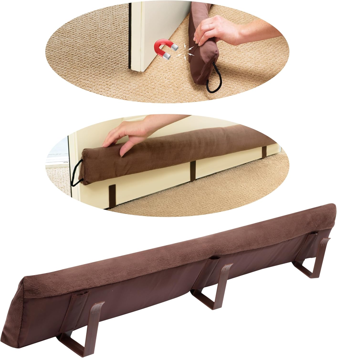 StayPut Door Draft Stopper Insulating Device 2 Ways - 36 Inch Brown