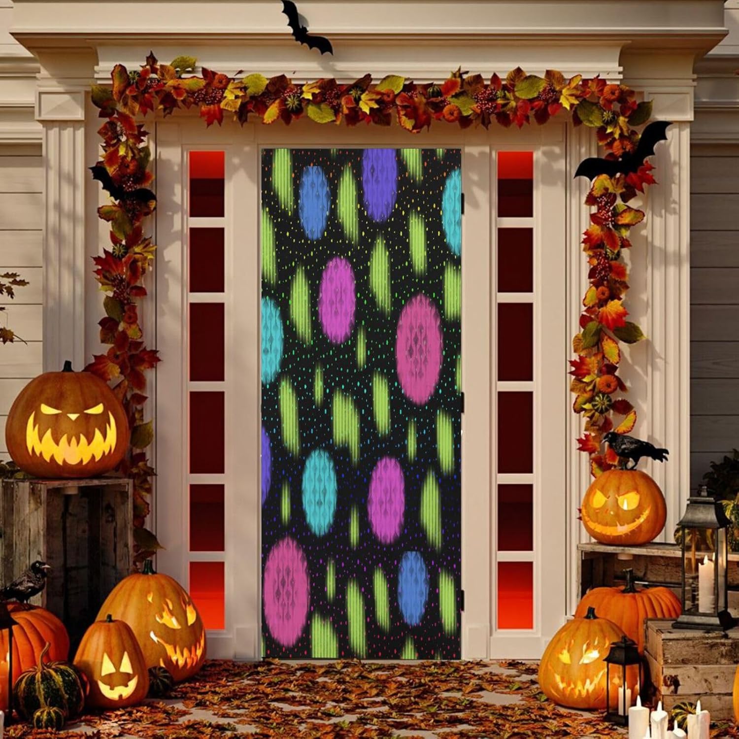 Susiyo Colorful Abstract Halloween Door Cover Stretch Fabric 32x79 in