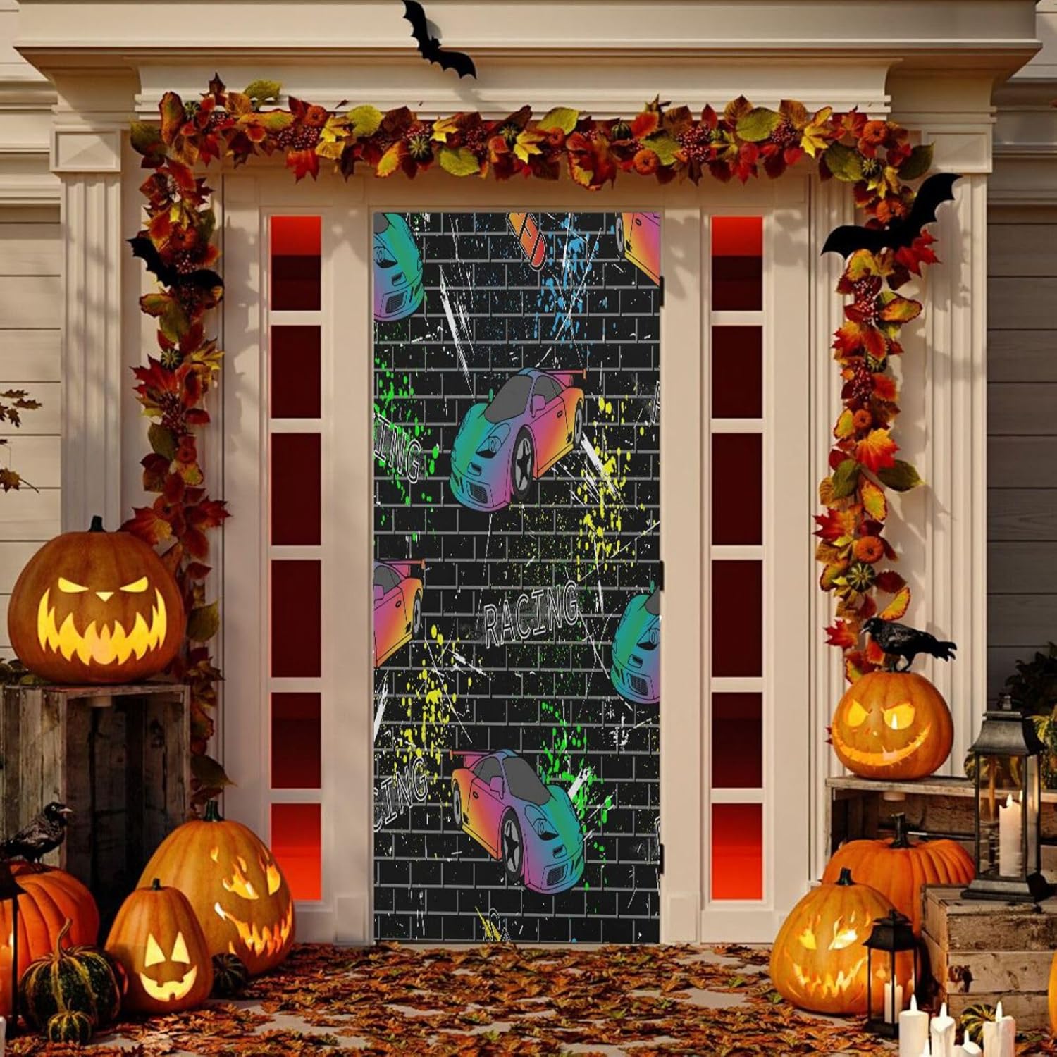 Susiyo Sports Cars Door Cover Halloween Decoration 32x79 in