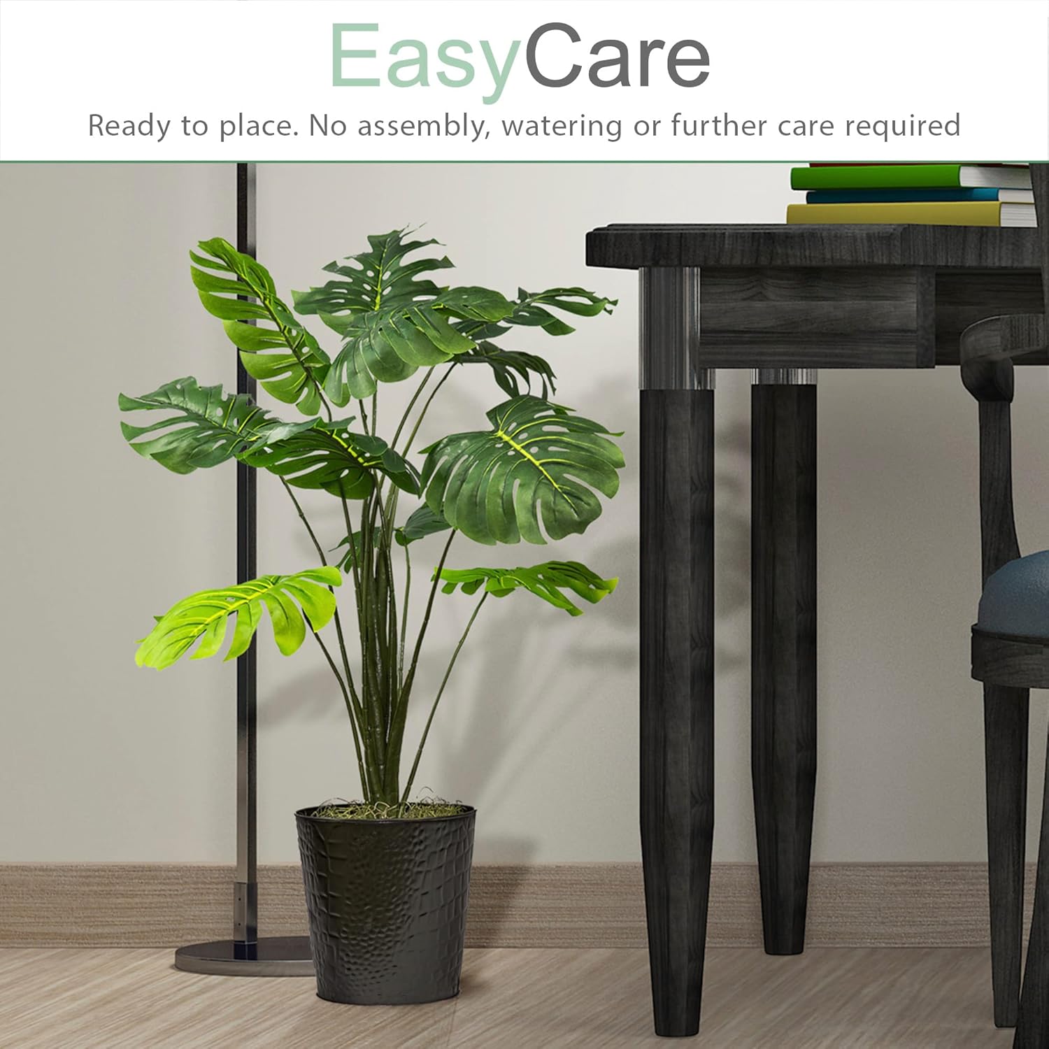 34 Inch Monstera Plant in Black Metal Pot