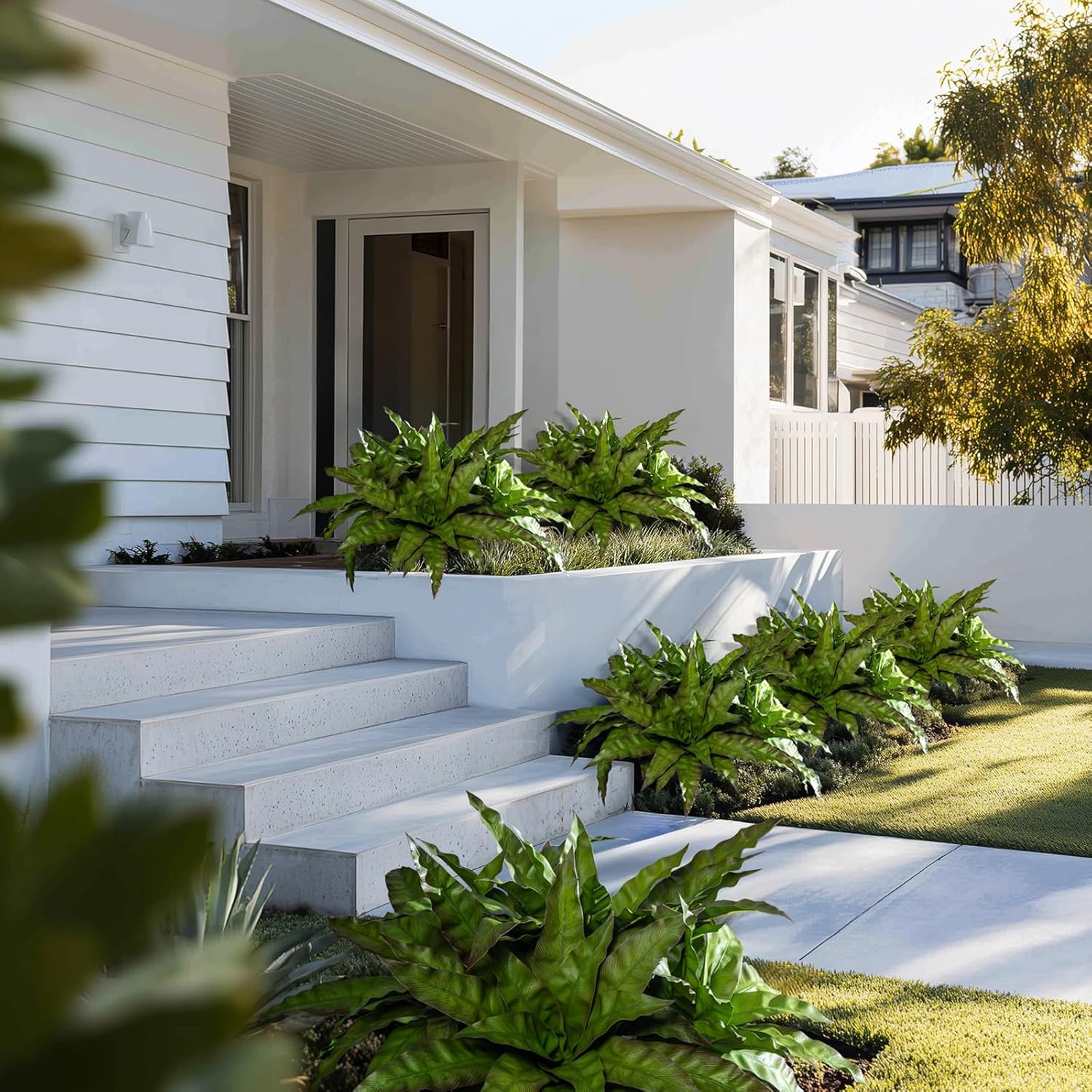 4 Pcs Artificial Greenery Stems Realistic Fake Bird Nest Fern for Home Office Decor