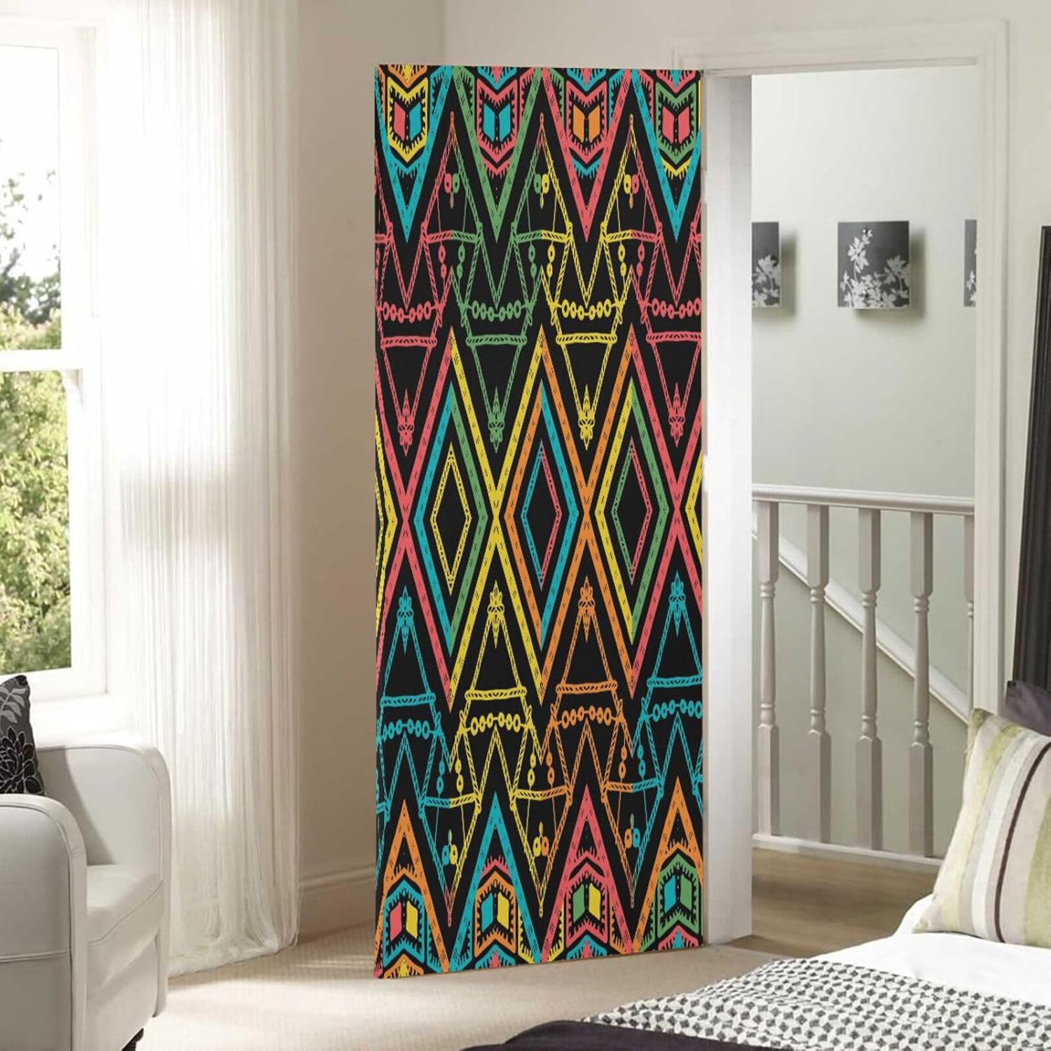 Susiyo Abstract Zigzag Halloween Door Cover 32x79 in