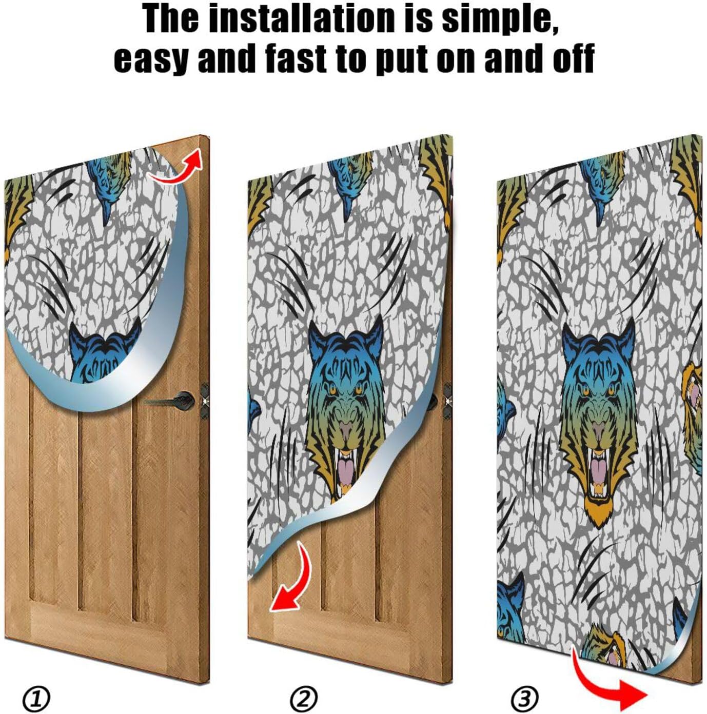 Susiyo Blue Head Tiger Halloween Door Cover Stretch Fabric Decoration