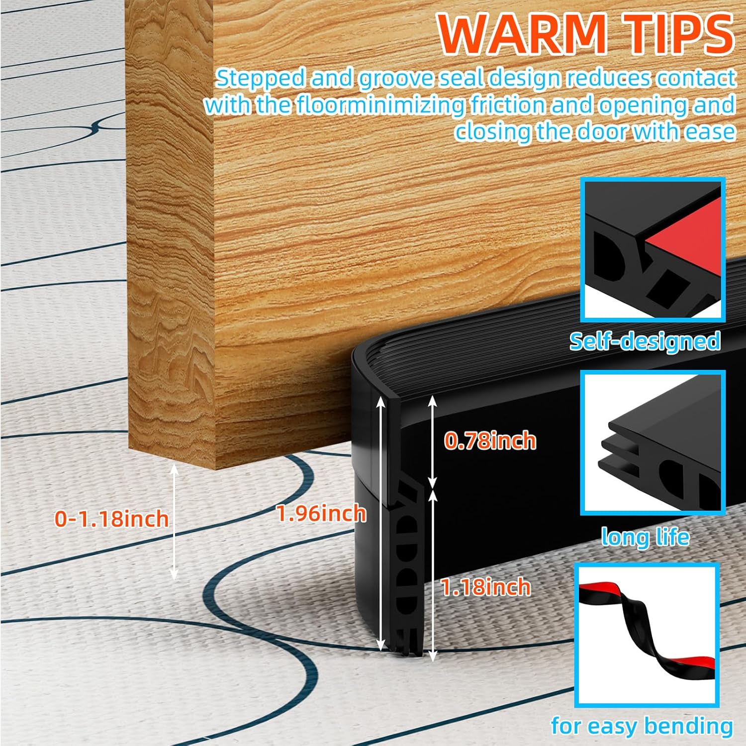 Cyzarize Door Draft Stopper 39inch Black
