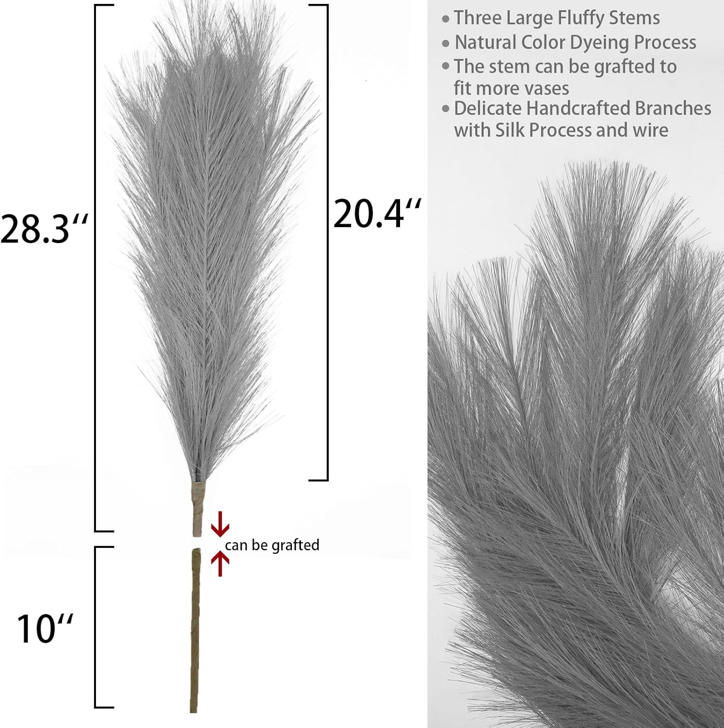MAKHOT 5pcs Gray Pampas Grass Artificial Decor