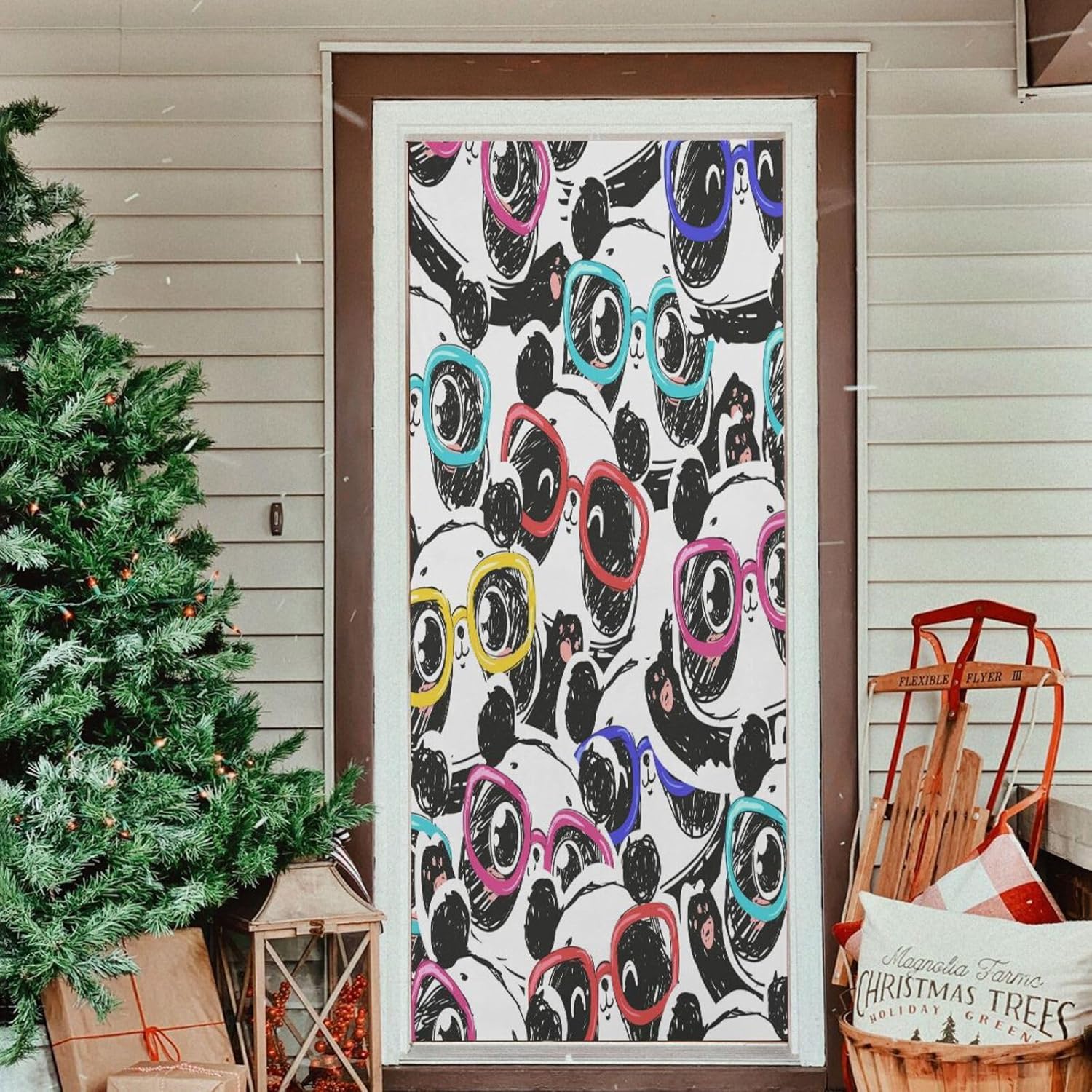 Susiyo Watercolor Cute Panda Halloween Door Cover