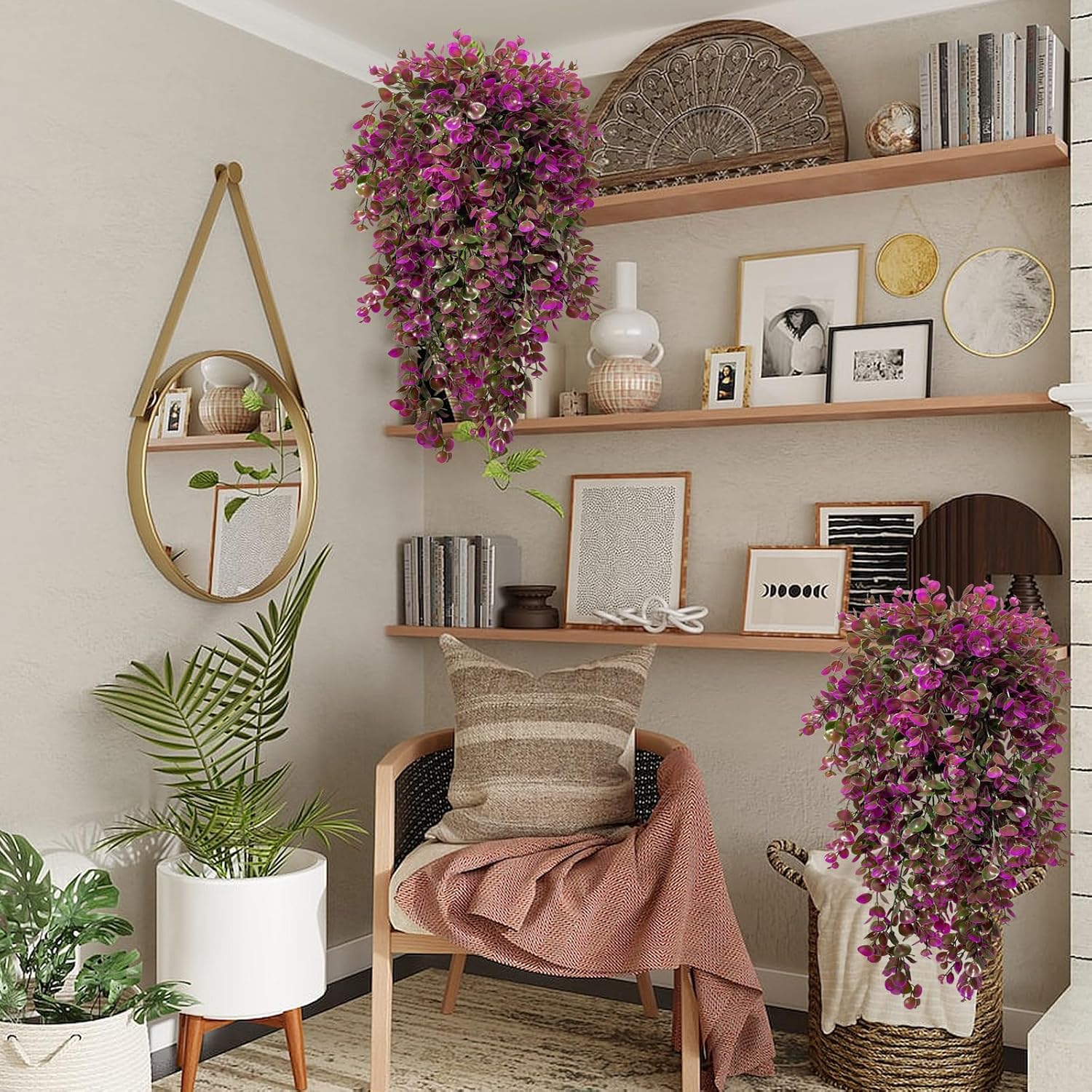 Lakiyfye 4 Pc Fuchsia Artificial Hanging Fern Plants