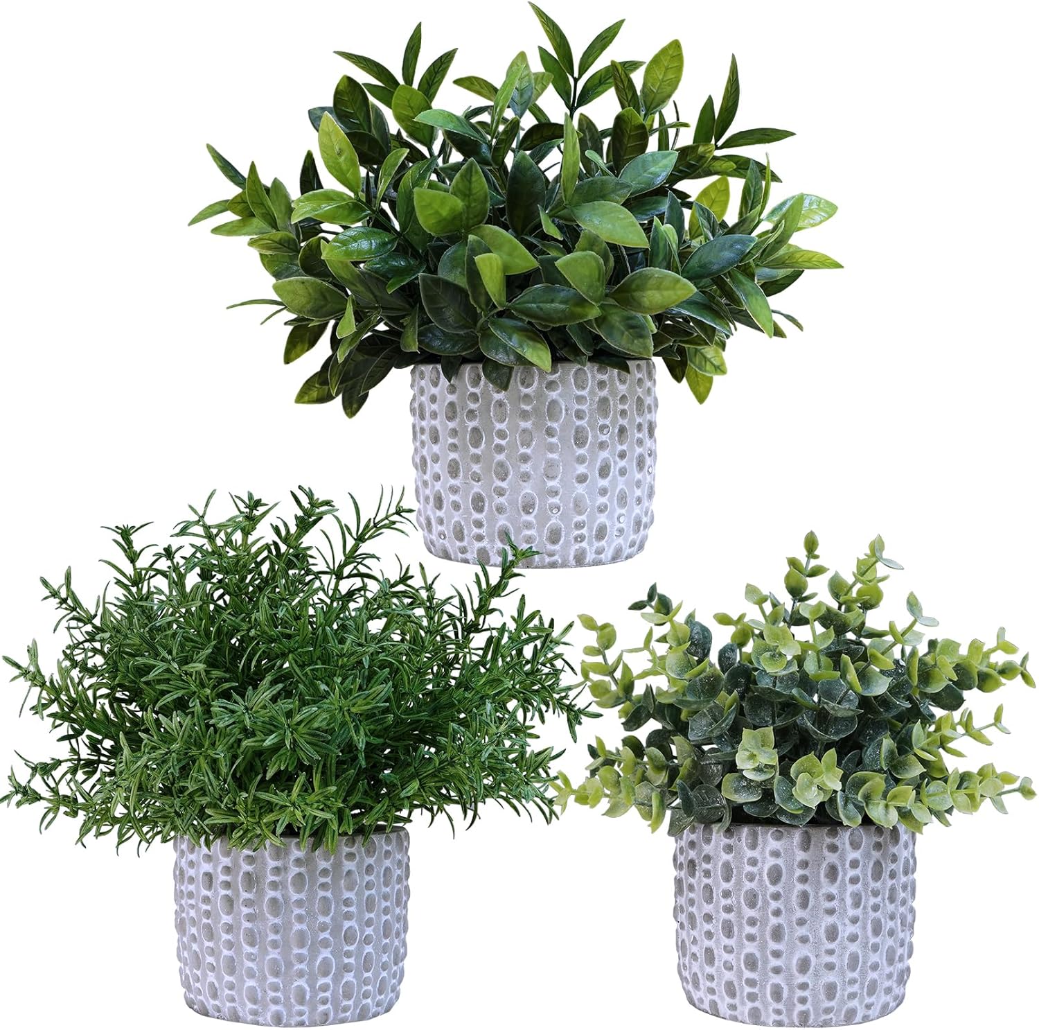 Winlyn 3 Pcs Artificial Potted Plants Set