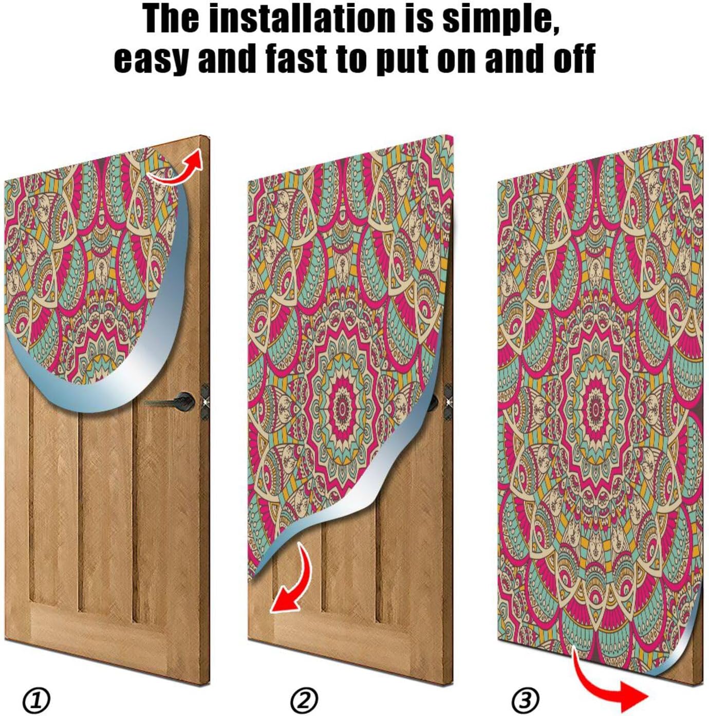 Susiyo Red Vintage Halloween Door Cover Stretch Fabric Door Decor for Home Parties and Holidays