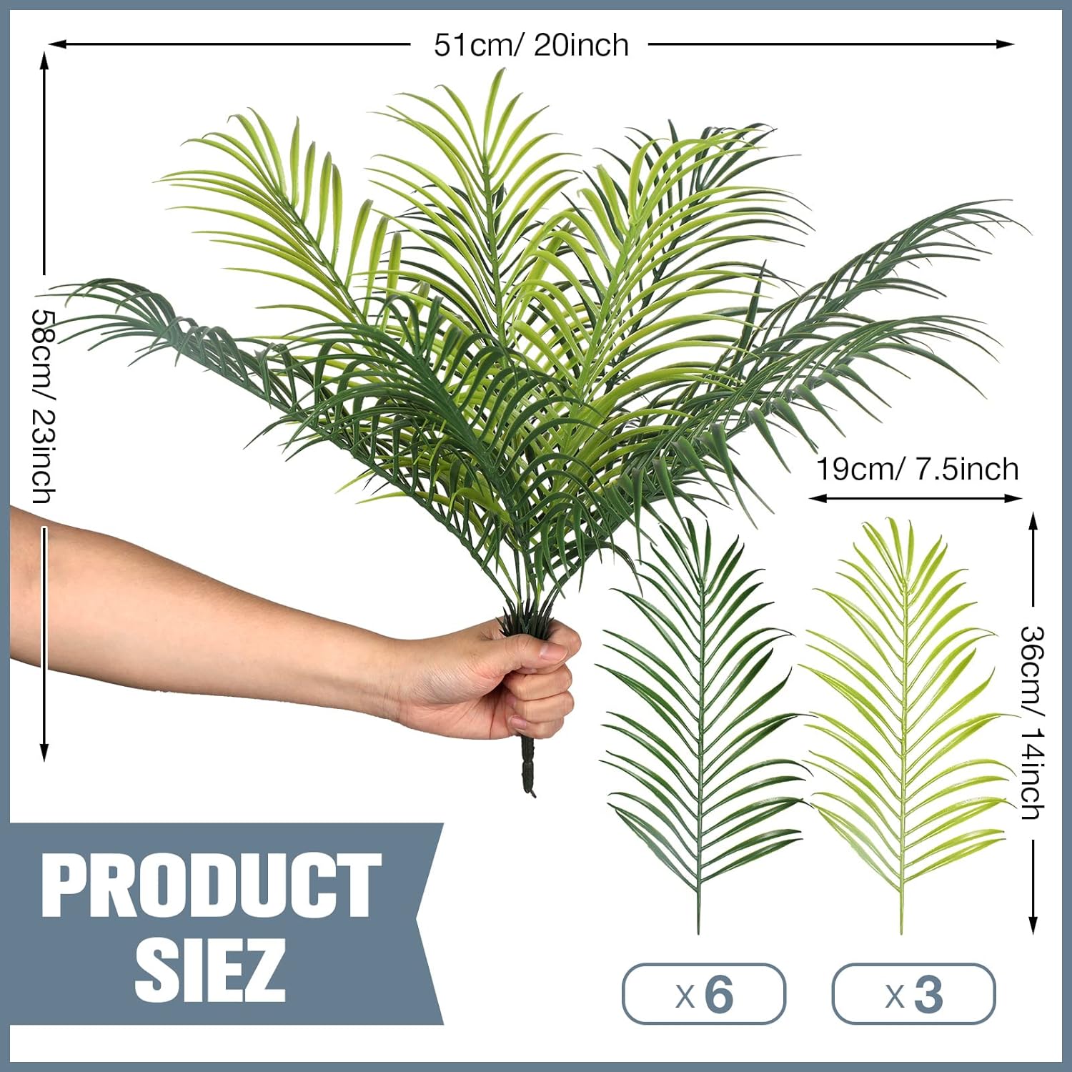 Faux Palm Leaves Artificial Plants for Home Decor