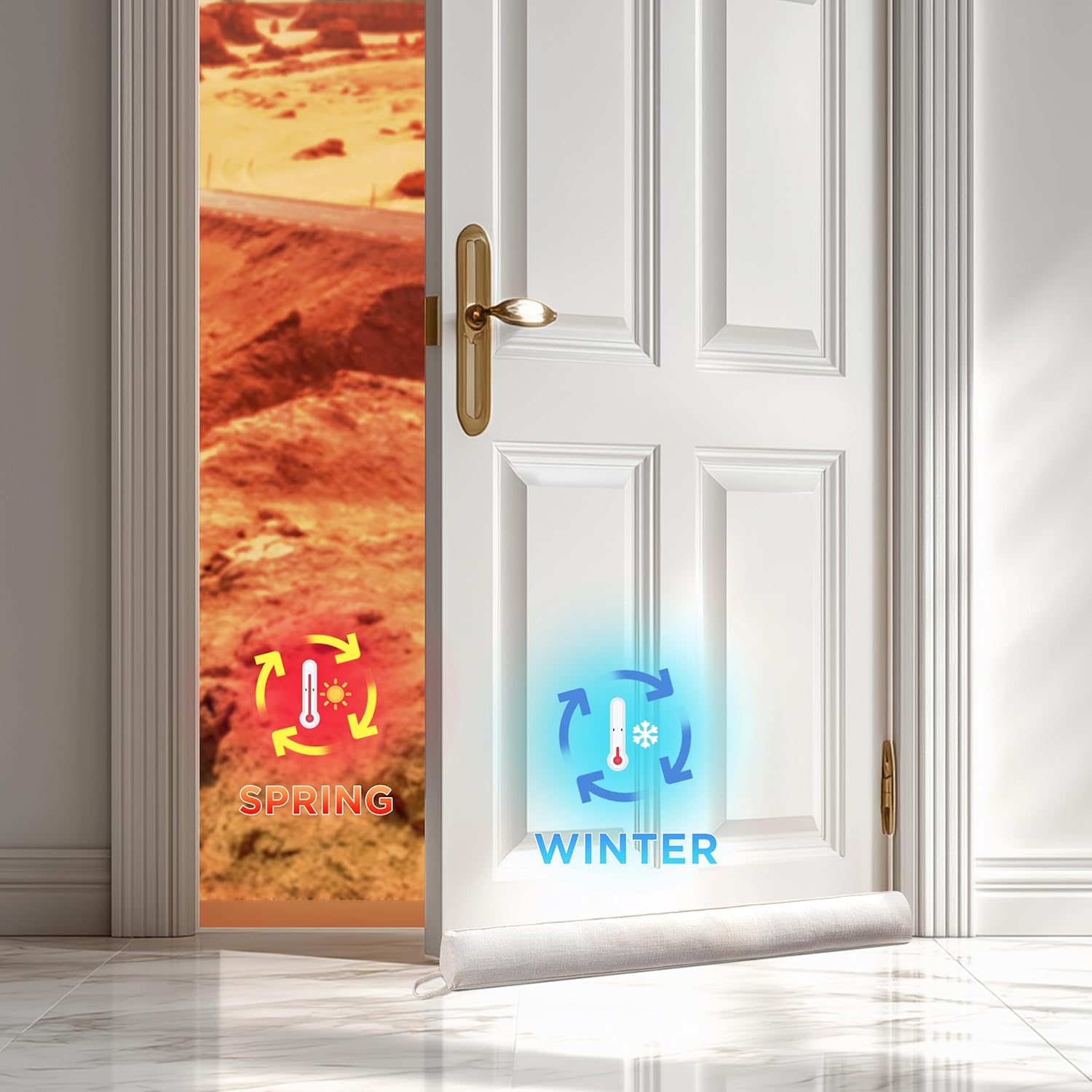 Sunolga 36 Inch Heavy Duty Door Draft Stopper Sturdy Linen Sound Proof Guard for Doors and Windows Beige