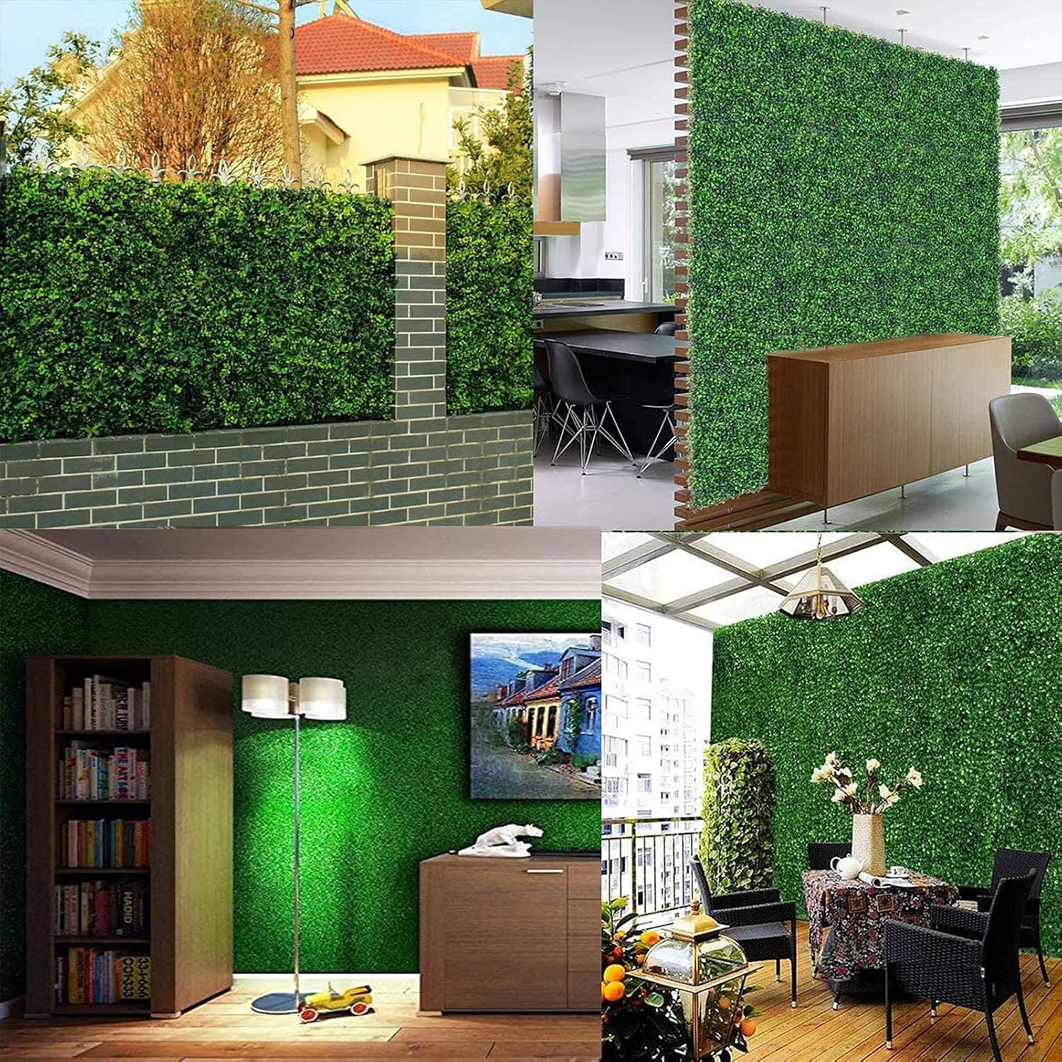 Faux Boxwood Hedge Panels 24pcs for Indoor and Outdoor Decor