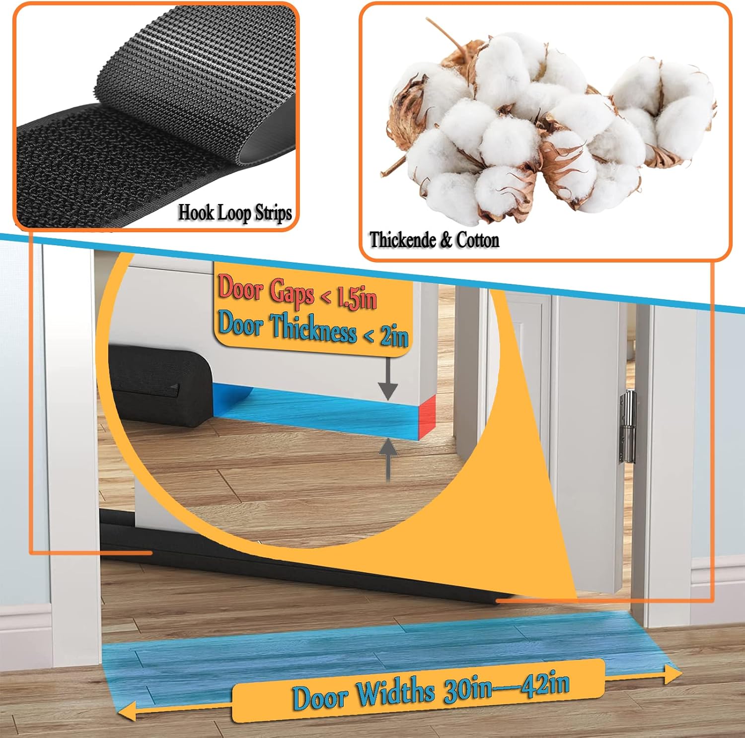 LAUTO Door Draft Stopper Pure Cotton Adjustable