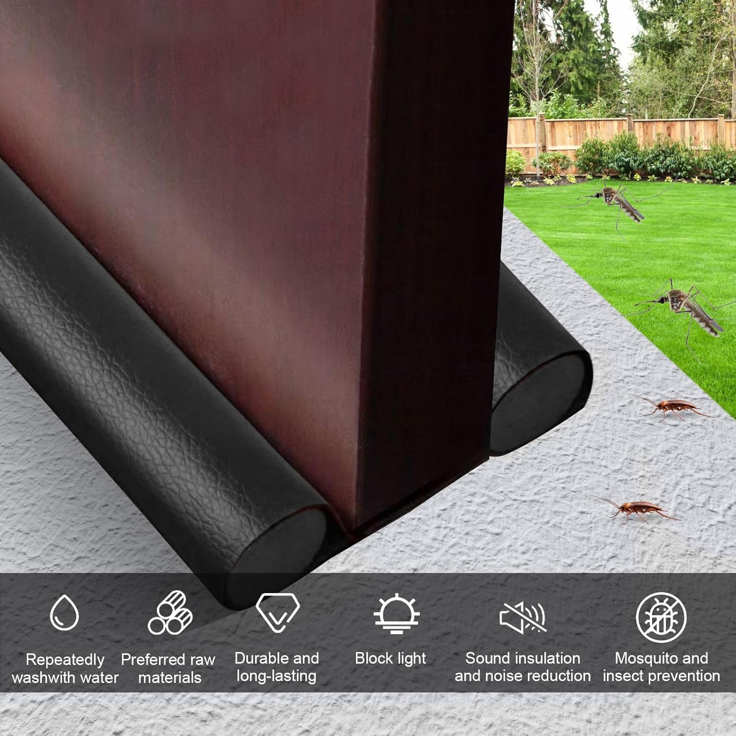 Wanheart Under Door Draft Stopper 2-Pack Black