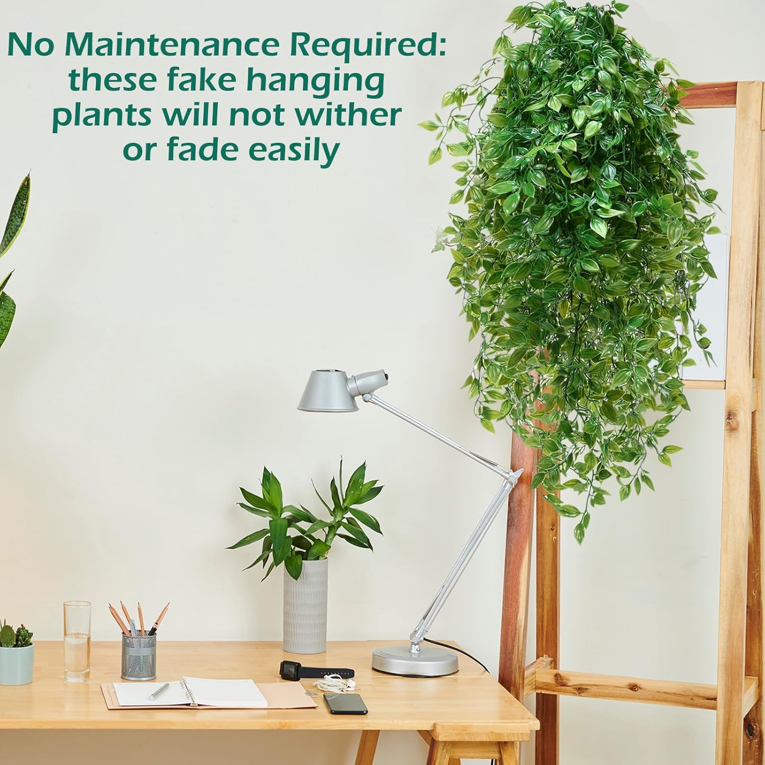 Hoteam 12 Pcs Artificial Hanging Plants Fake Ivy Vines with Green Leaves for Indoor Outdoor Walls Decor