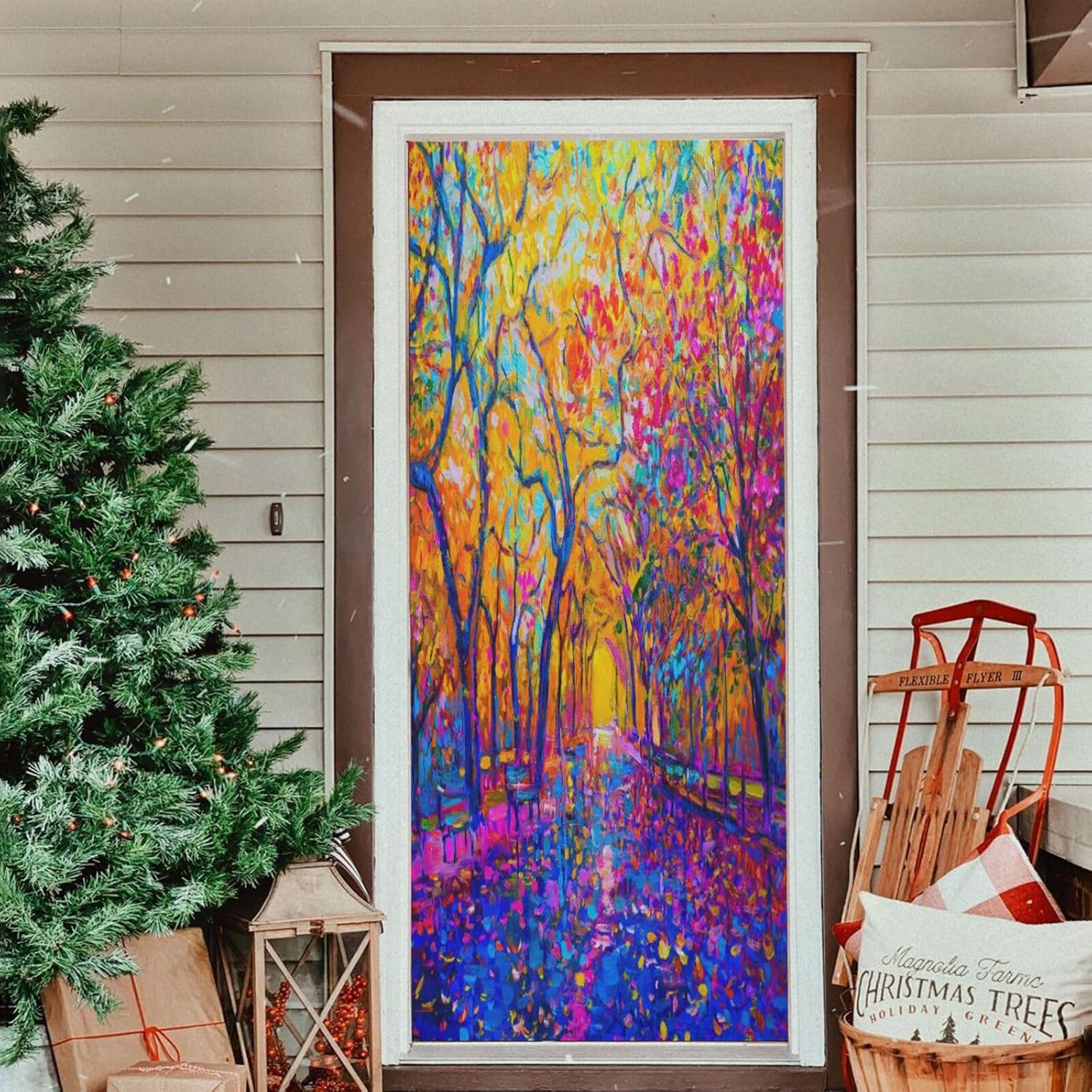Susiyo Autumn Forest Trees Halloween Door Cover