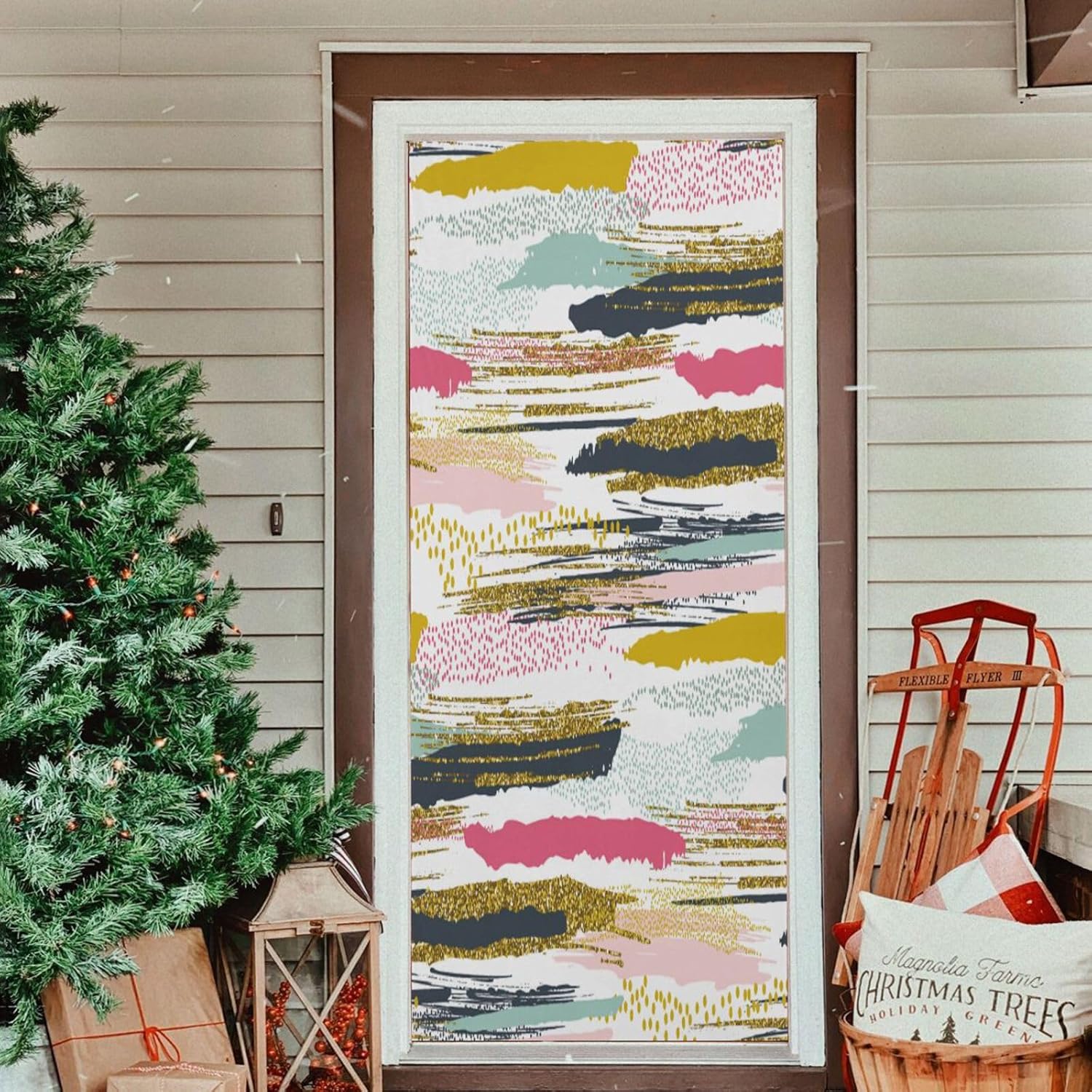 Susiyo Colorful Stripes Halloween Door Cover 32x79 in