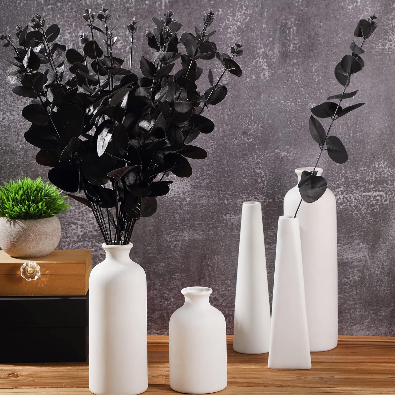 Chuangdi 20 Inch Artificial Eucalyptus Branches Black 24 Piece Set