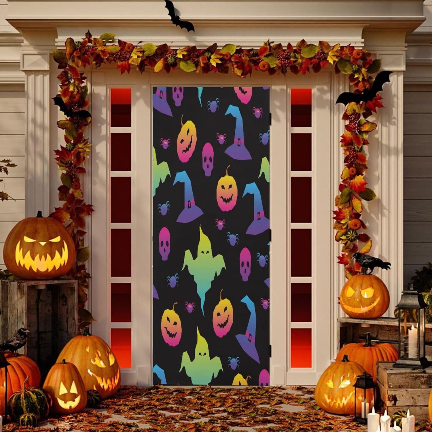 Susiyo Abstract Rainbow Halloween Door Cover