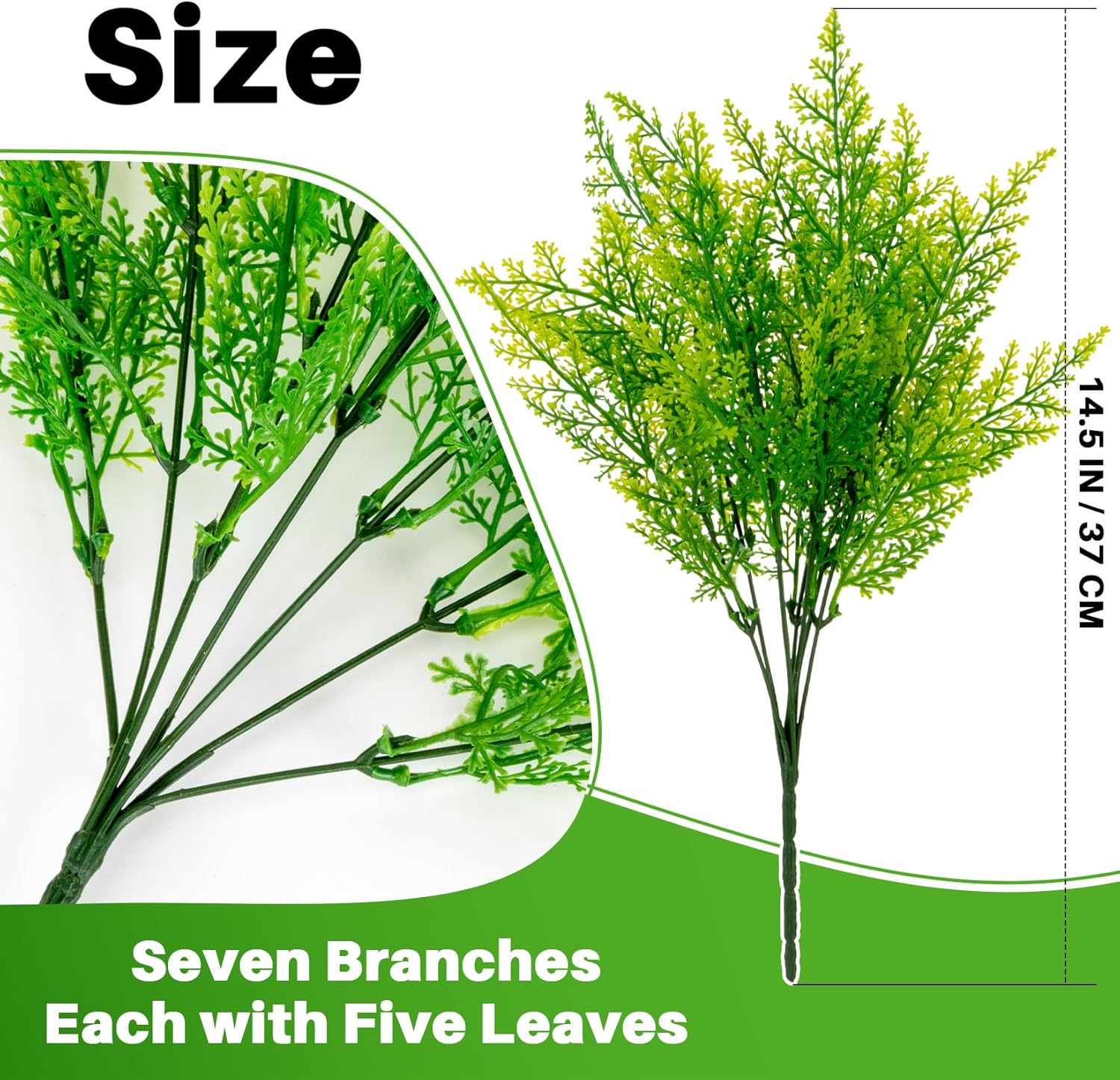 6PCS Outdoor Faux Plants - Artificial Ferns Decorations