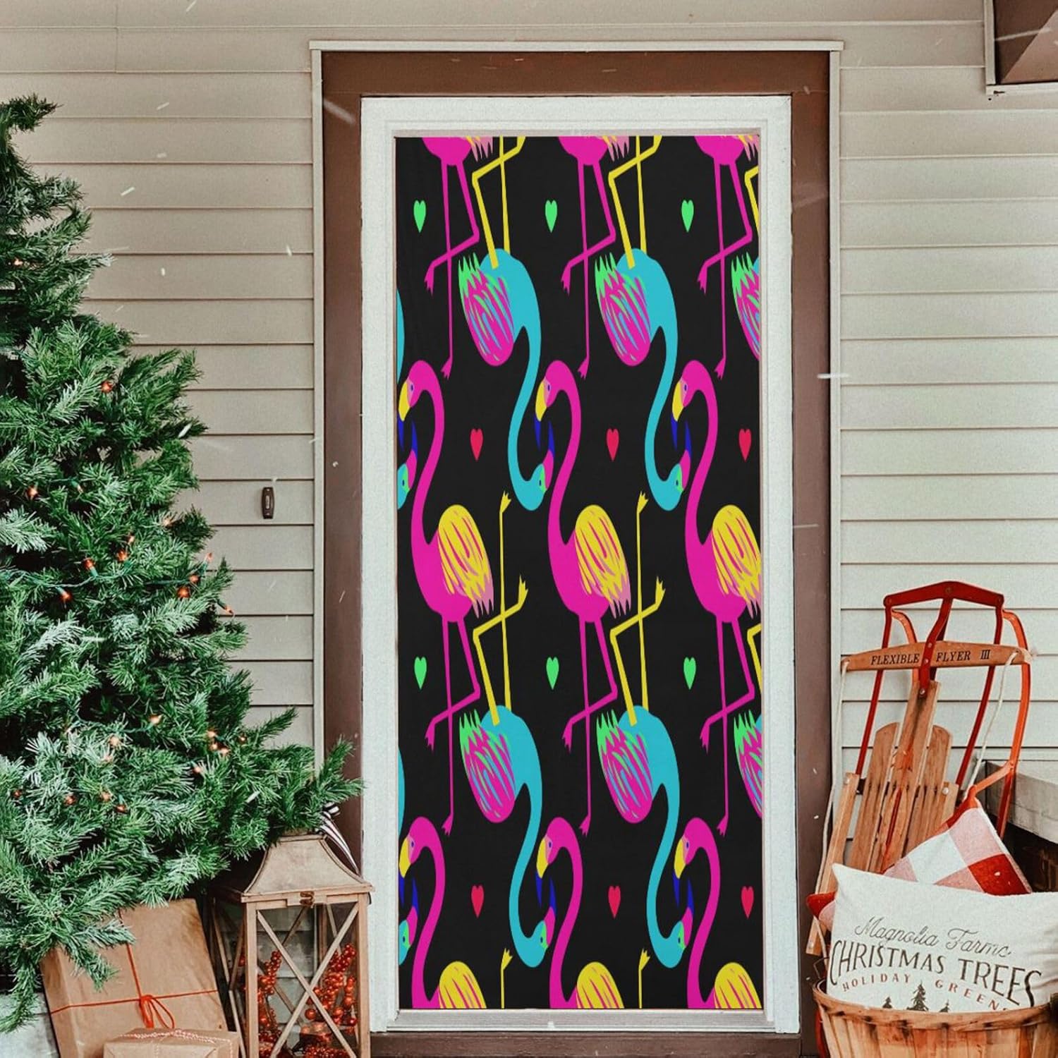 Susiyo Pink Flamingo Halloween Door Cover 32x79 In