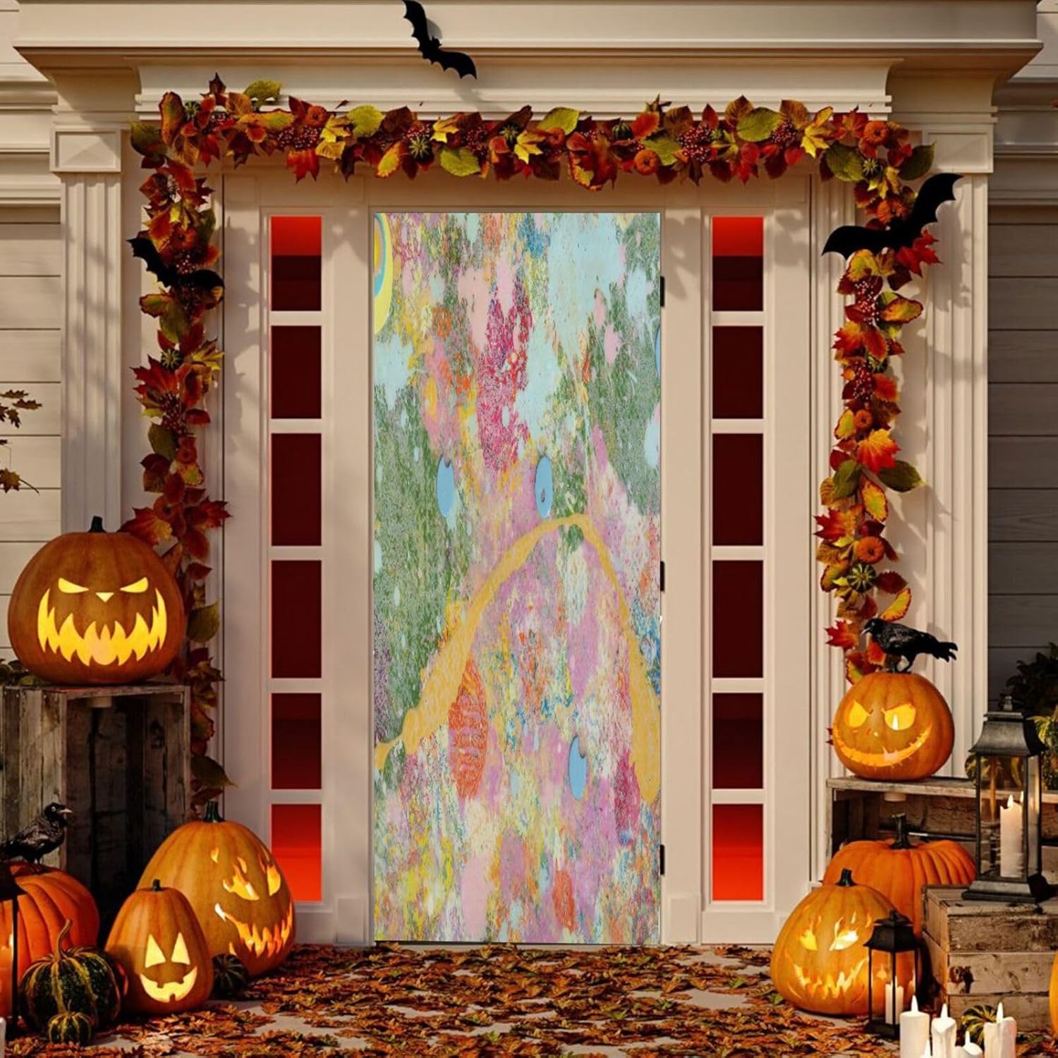 Susiyo Abstract Oil Paint Texture Halloween Door Cover 32x79 in