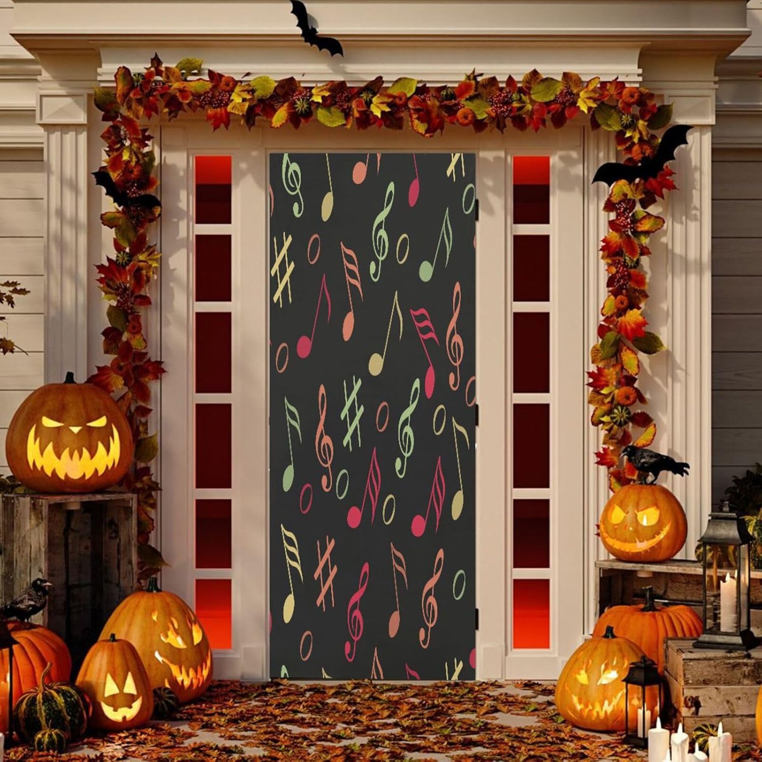 Susiyo Multicolored Handprint Halloween Door Cover 32x79 in