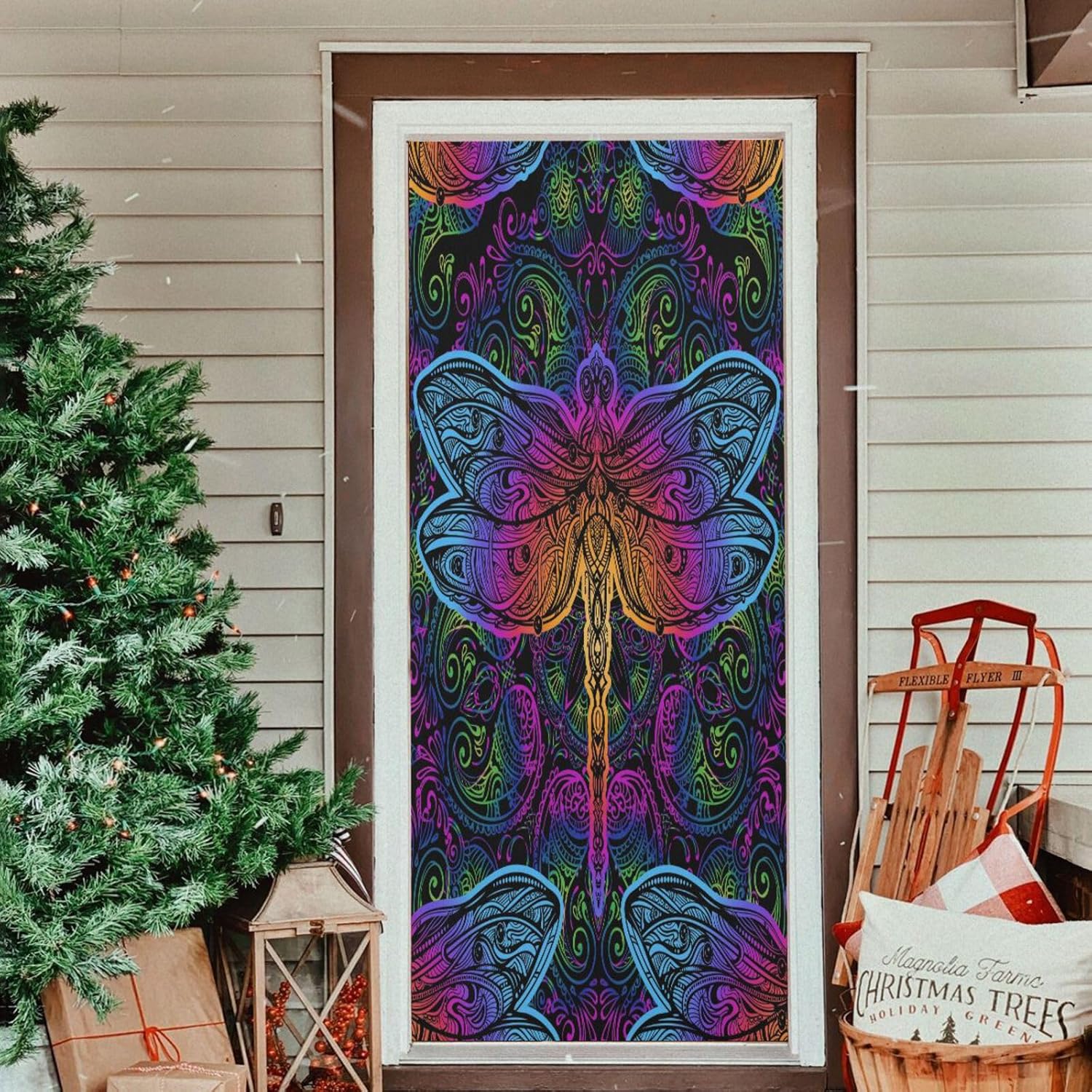 Susiyo Vintage Dragonfly Halloween Door Cover