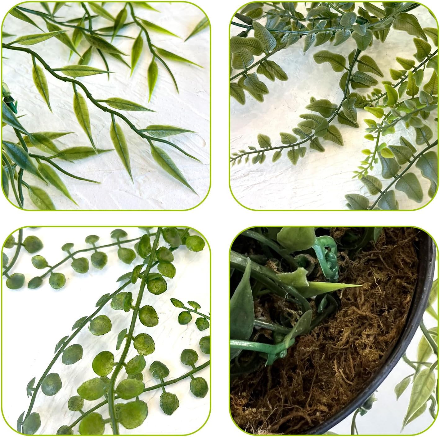 3 Packs Fake Hanging Plants with Pots and Twines for Wall Decor