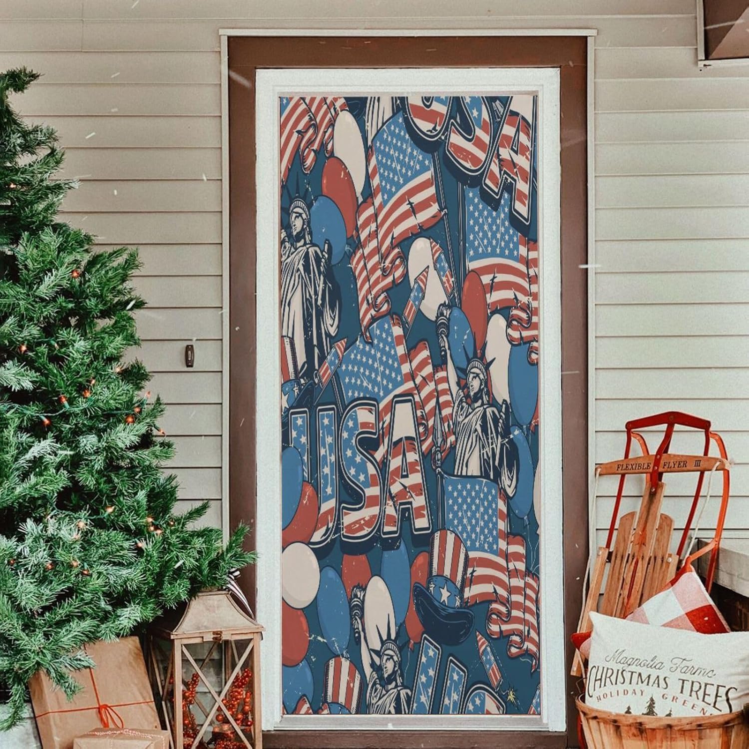 Susiyo Vintage New York Statue Door Cover 35x79 Inch