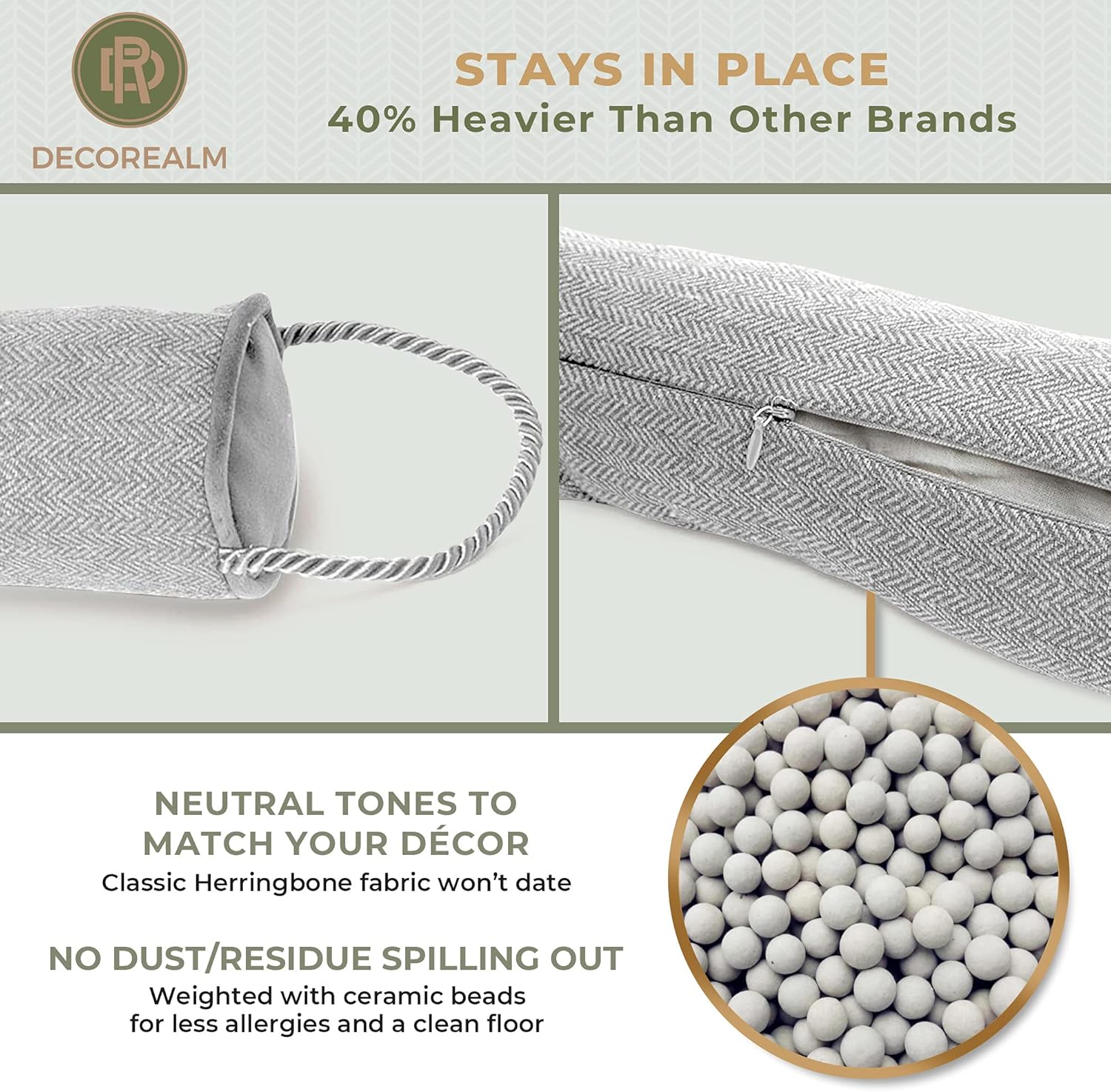 DECOREALM Under Door Draft Stopper 36 Inches Grey