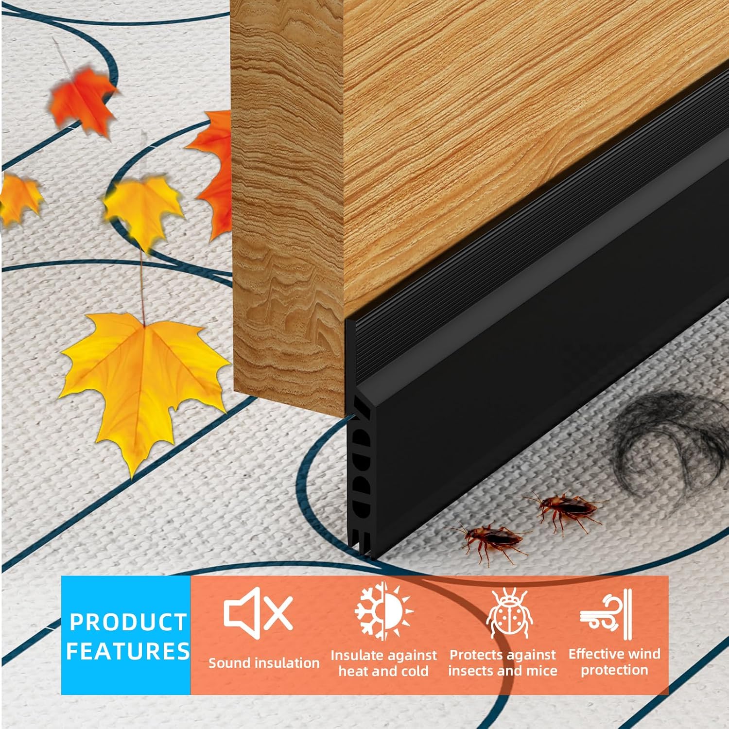 Cyzarize Door Draft Stopper 39inch Black