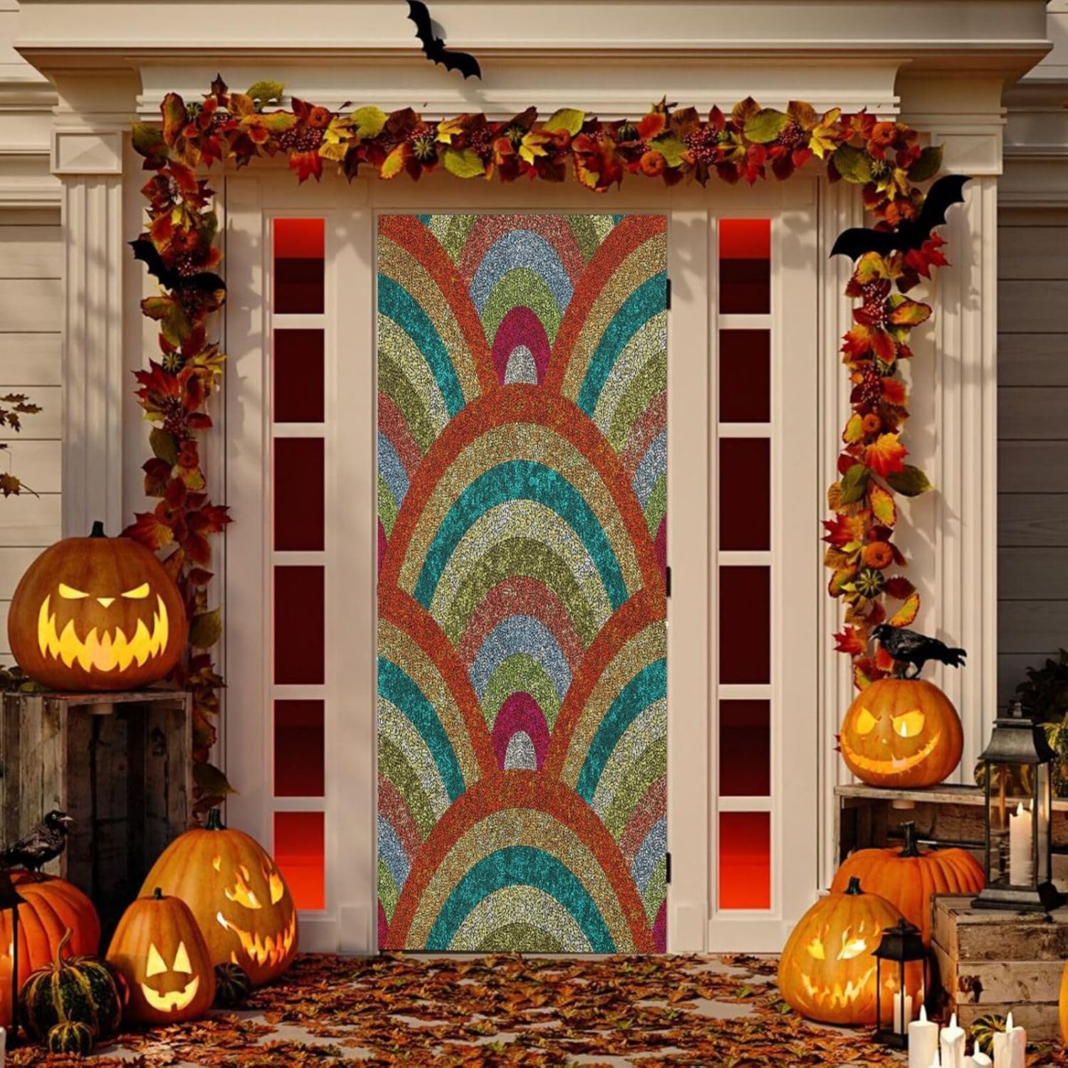 Susiyo Seigaiha Christmas Door Cover Decor 32x79 in