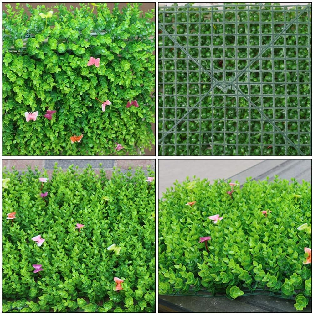 VOSAREA Artificial Boxwood Panels with Butterfly Grass Topiary Hedge Wall Decor